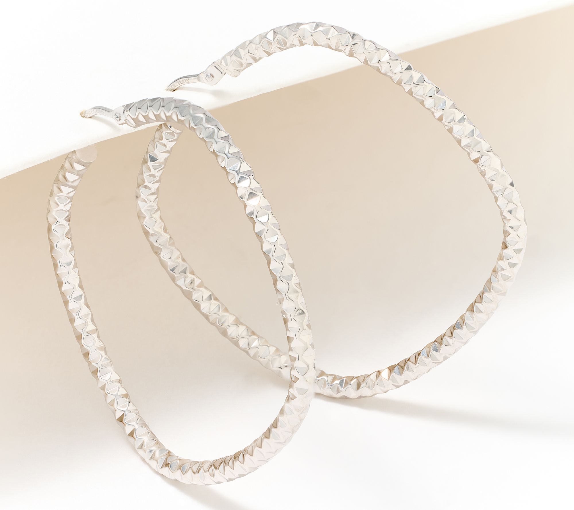 "As Is" David Markstein 14K Gold Cushion Shaped 1-1/2" Hoop Earrings