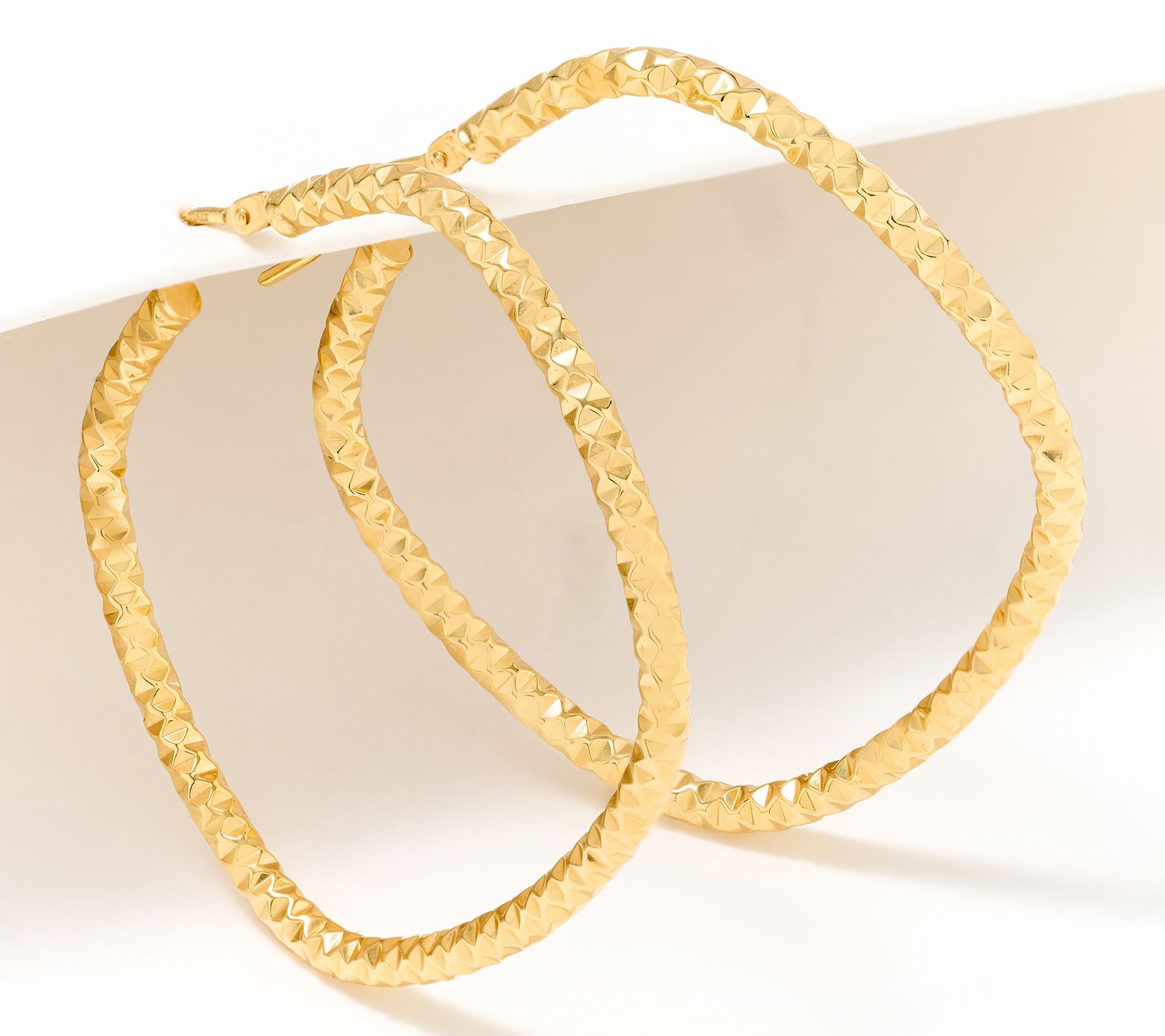 "As Is" David Markstein 14K Gold Cushion Shaped 1-1/2" Hoop Earrings
