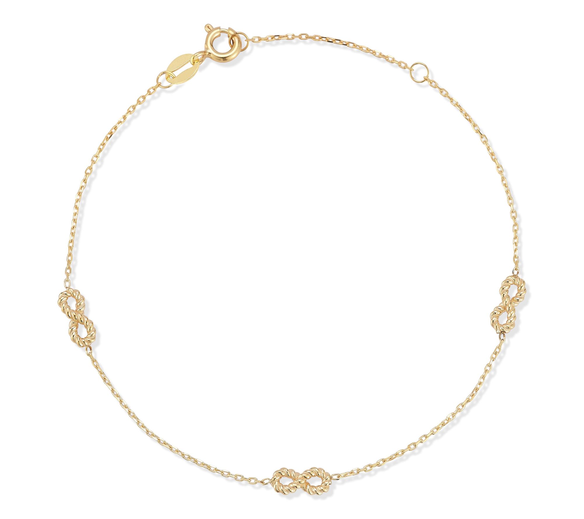 Italian Gold Triple Infinity Ankle Bracelet, 14K