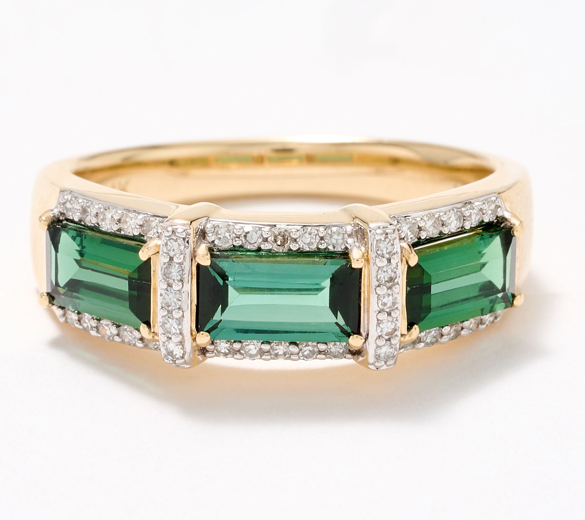 "As Is" Vault Discoveries Three Stone Tourmaline Band Ring