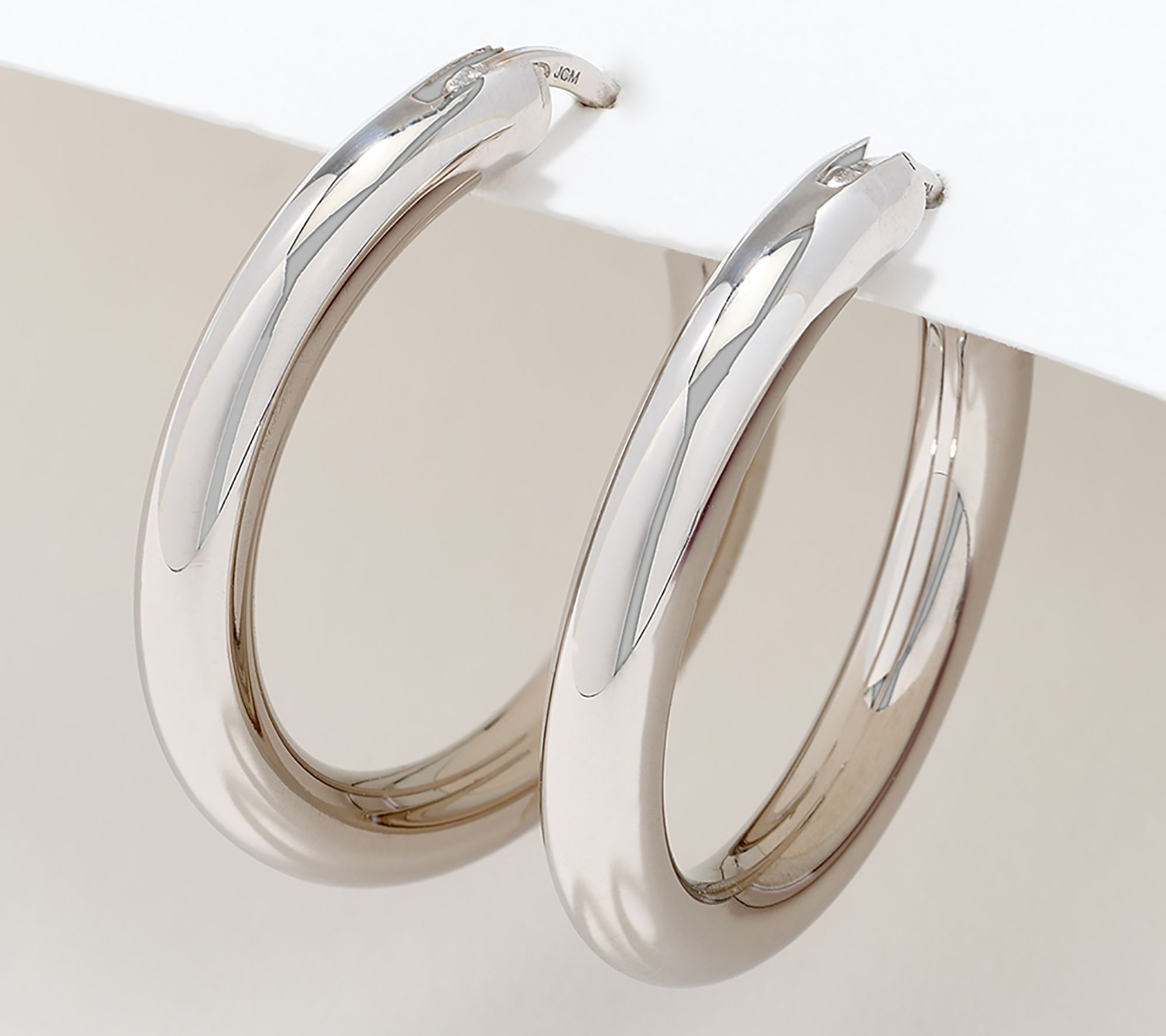 "As Is" Silver Style Comfort Closure 1" Hoop Earrings, Sterling Silver