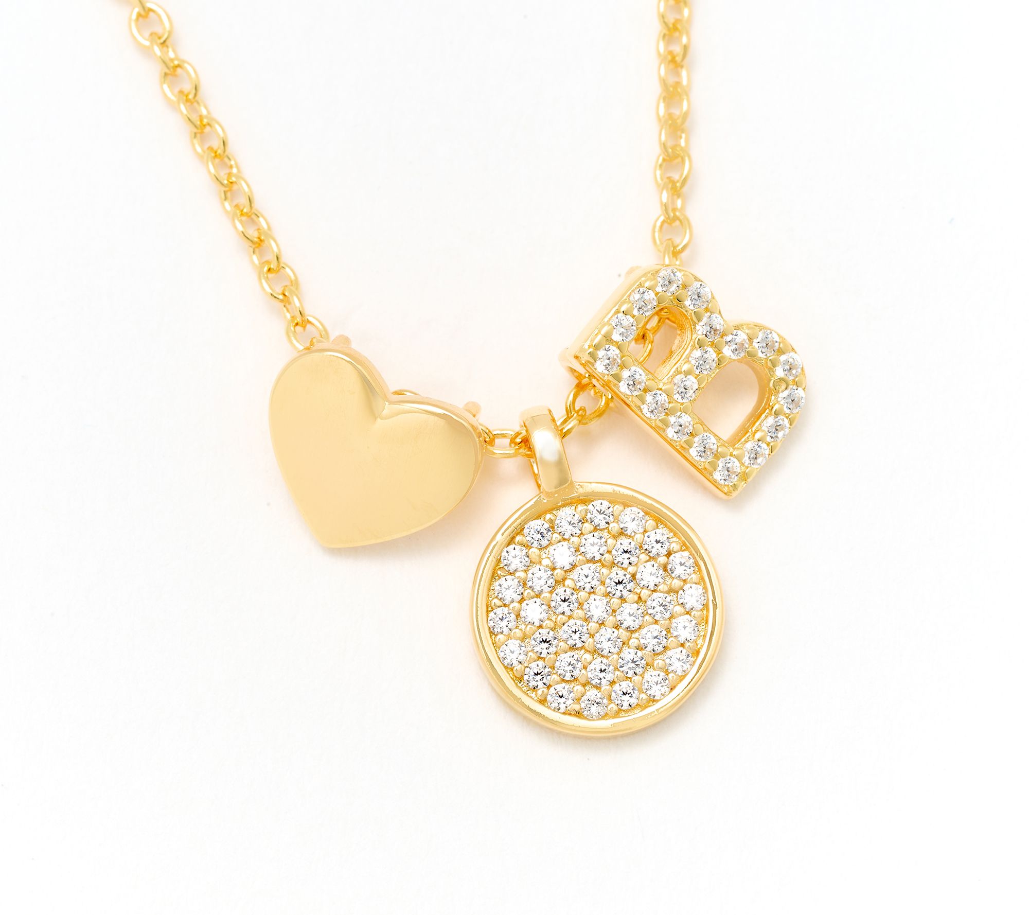 Diamonique x Kathy Levine Sentimental Necklace, 14K Gold Plated