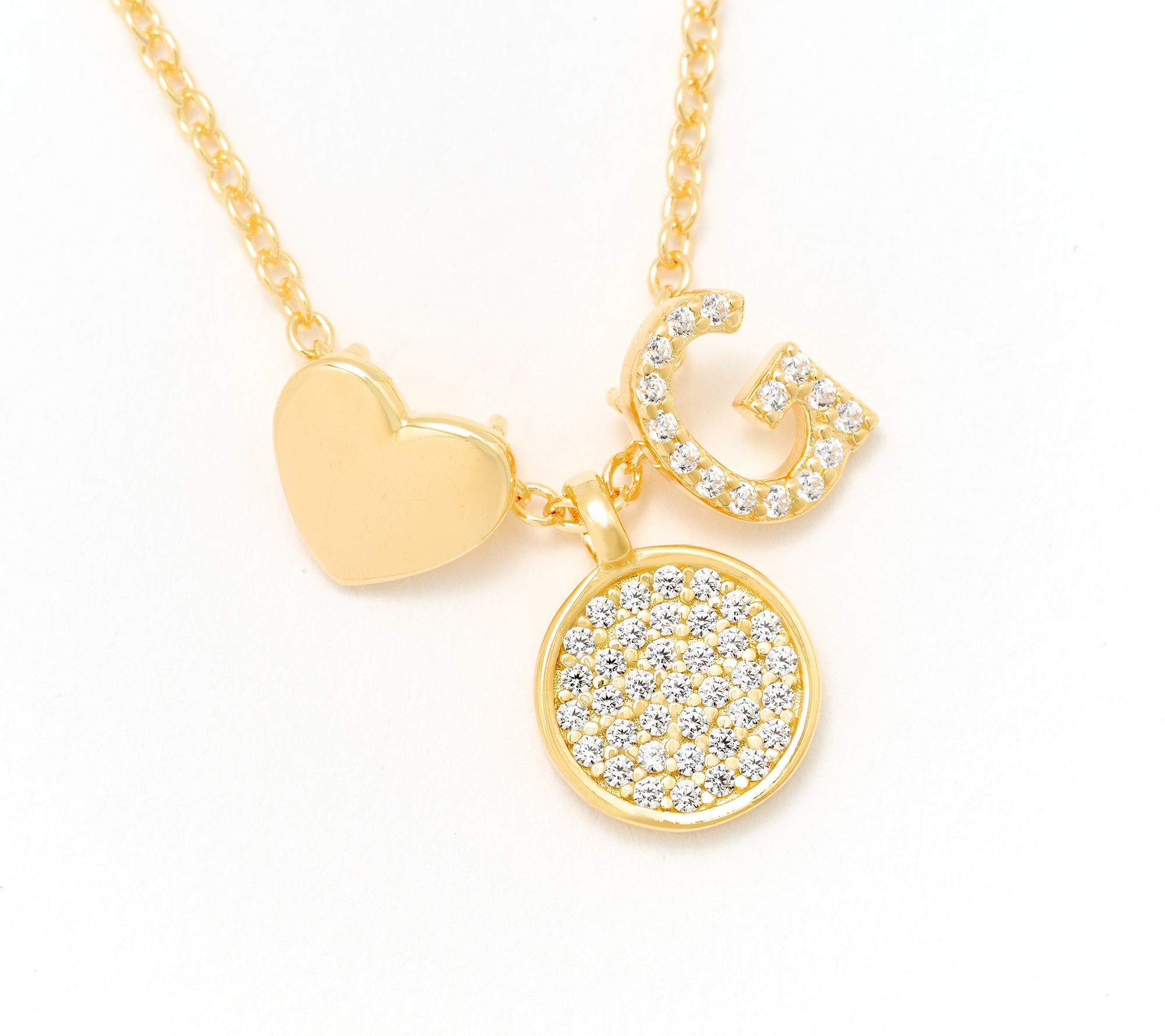 Diamonique x Kathy Levine Sentimental Necklace, 14K Gold Plated