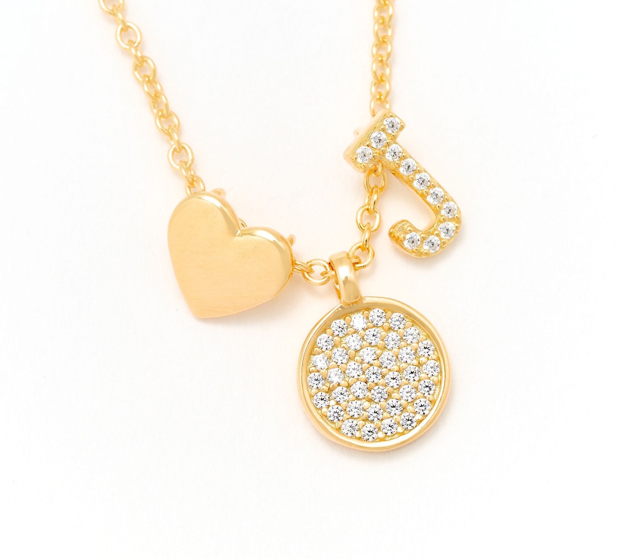 Diamonique x Kathy Levine Sentimental Necklace, 14K Gold Plated