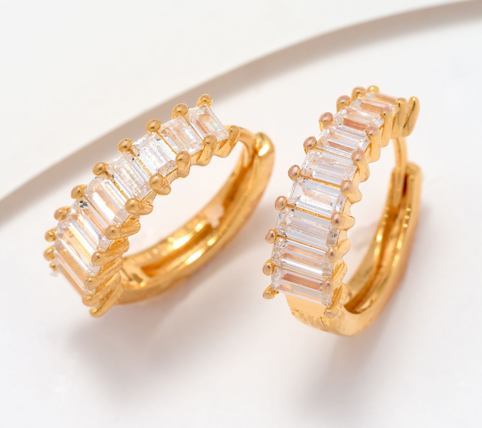 "As Is" Diamonique Graduated Baguette Hoop Earrings,Sterl