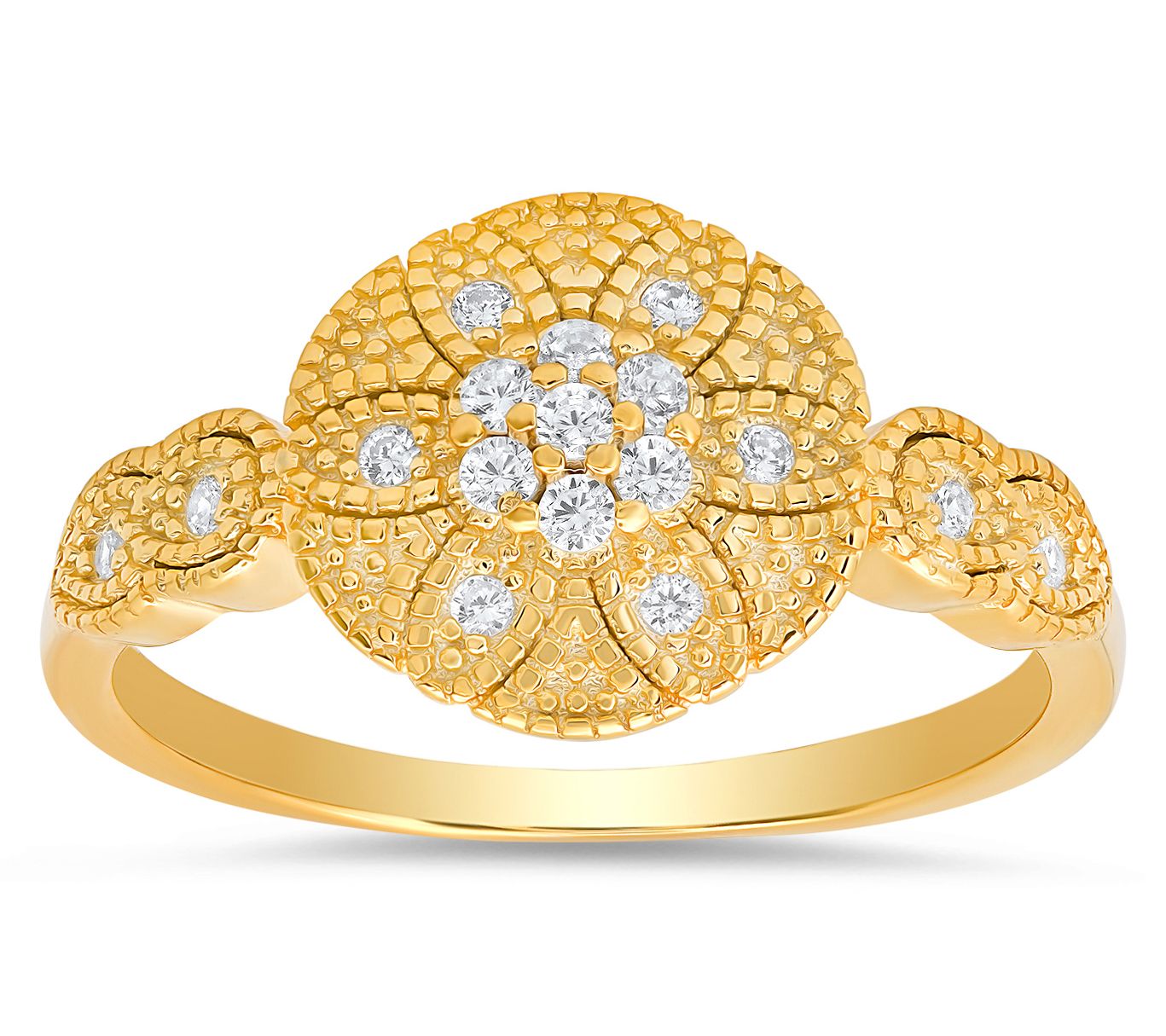 Diamonique Vintage Floral Ring, Sterling Silver