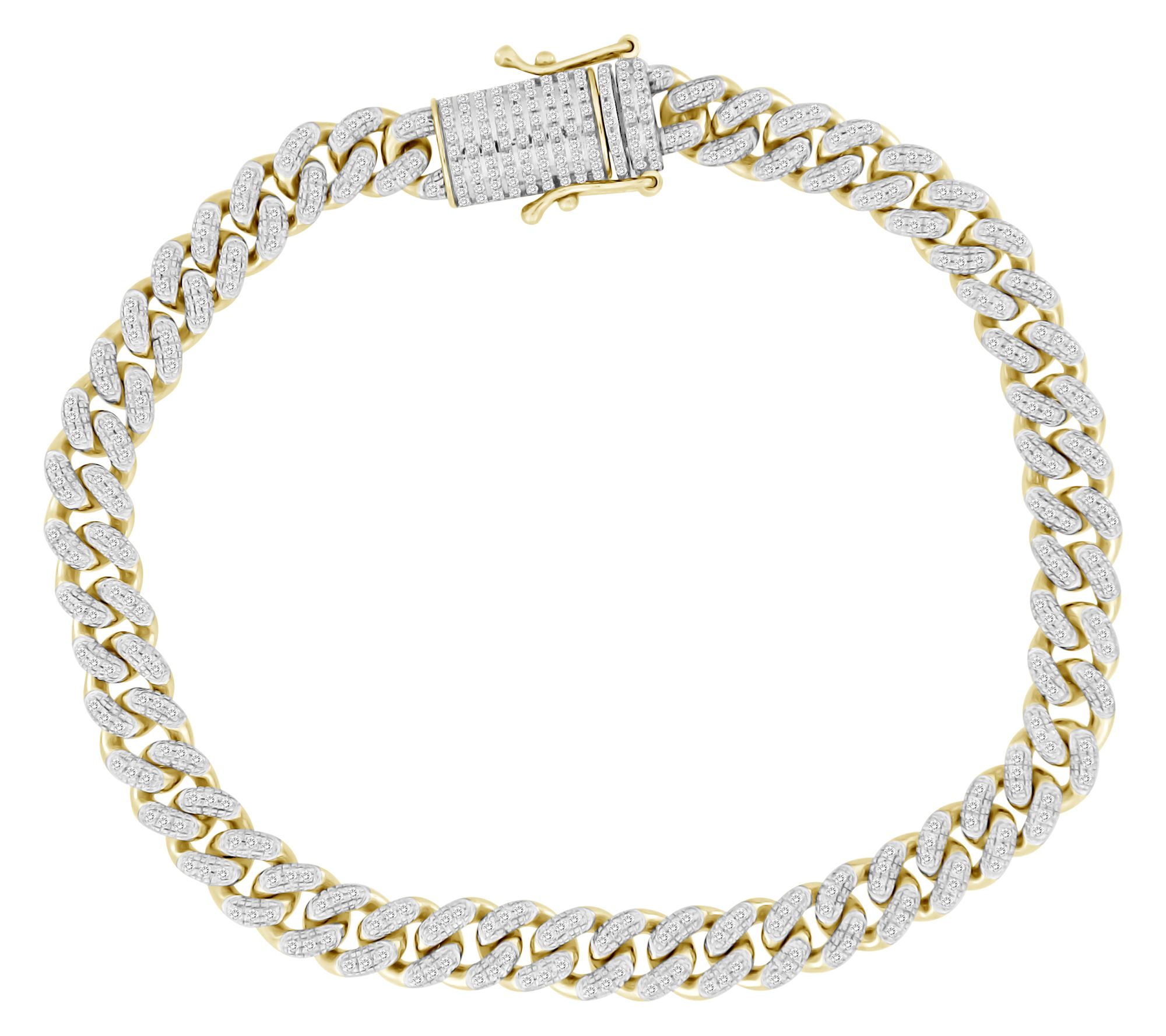 Men's 1.00 cttw Diamond Pave Curb Link Bracelet, 10K Gold