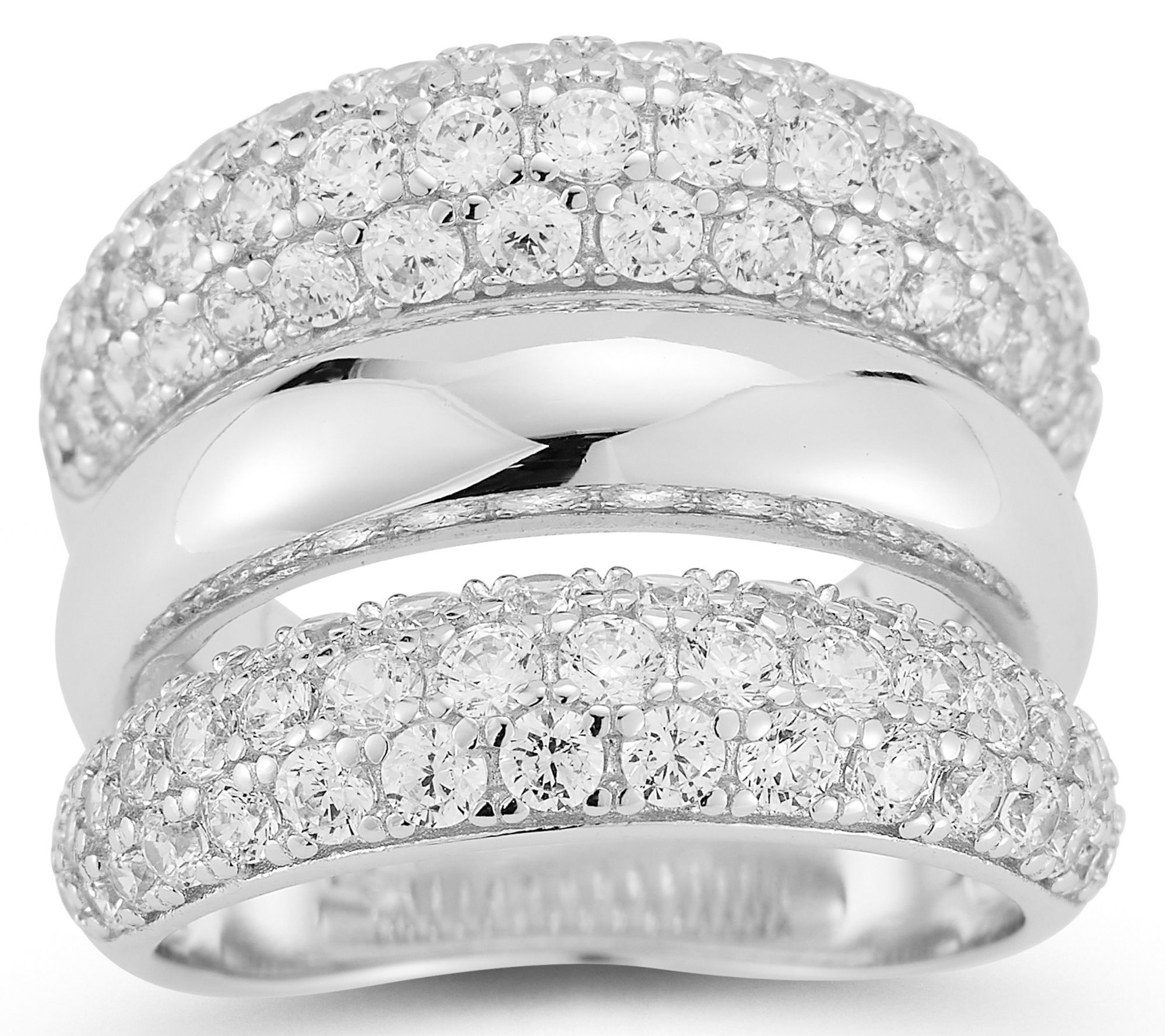 Rachel Zoe Triple Row Pave Band Ring, Sterling Silver