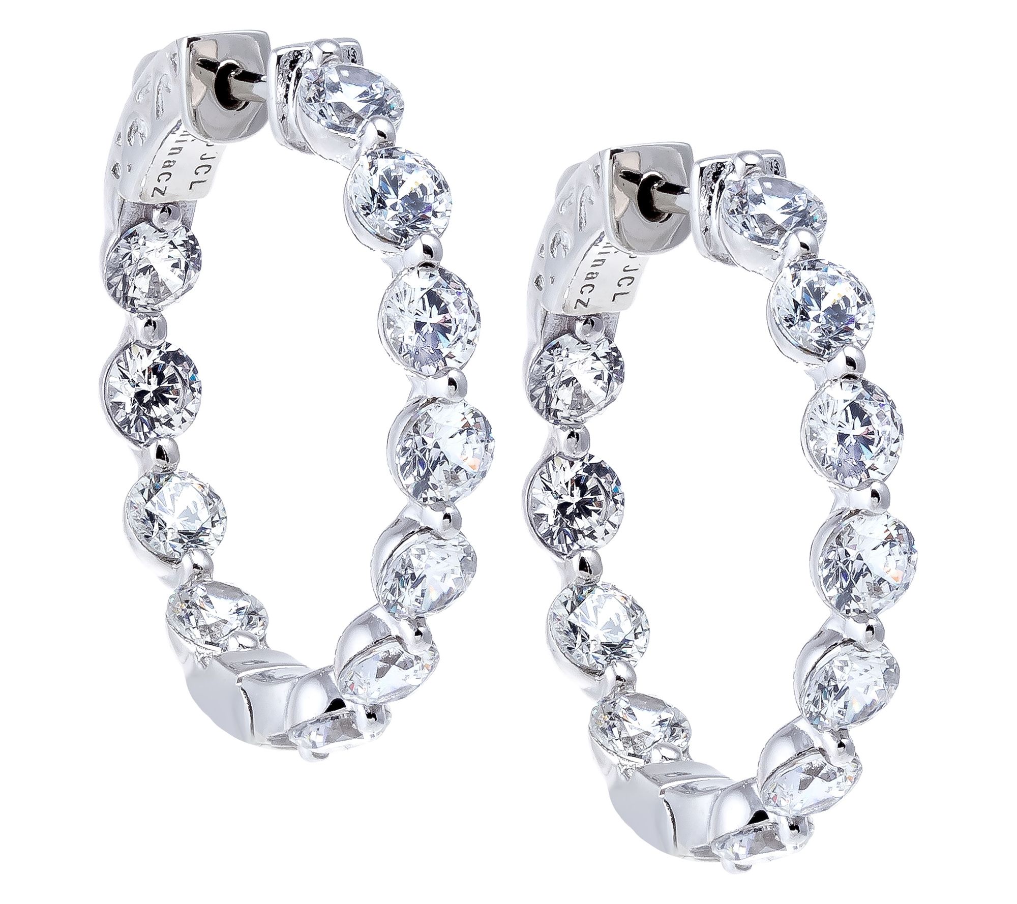 Diamonique 5.50 cttw Round Cut Hoop Earrings, Sterling Silver