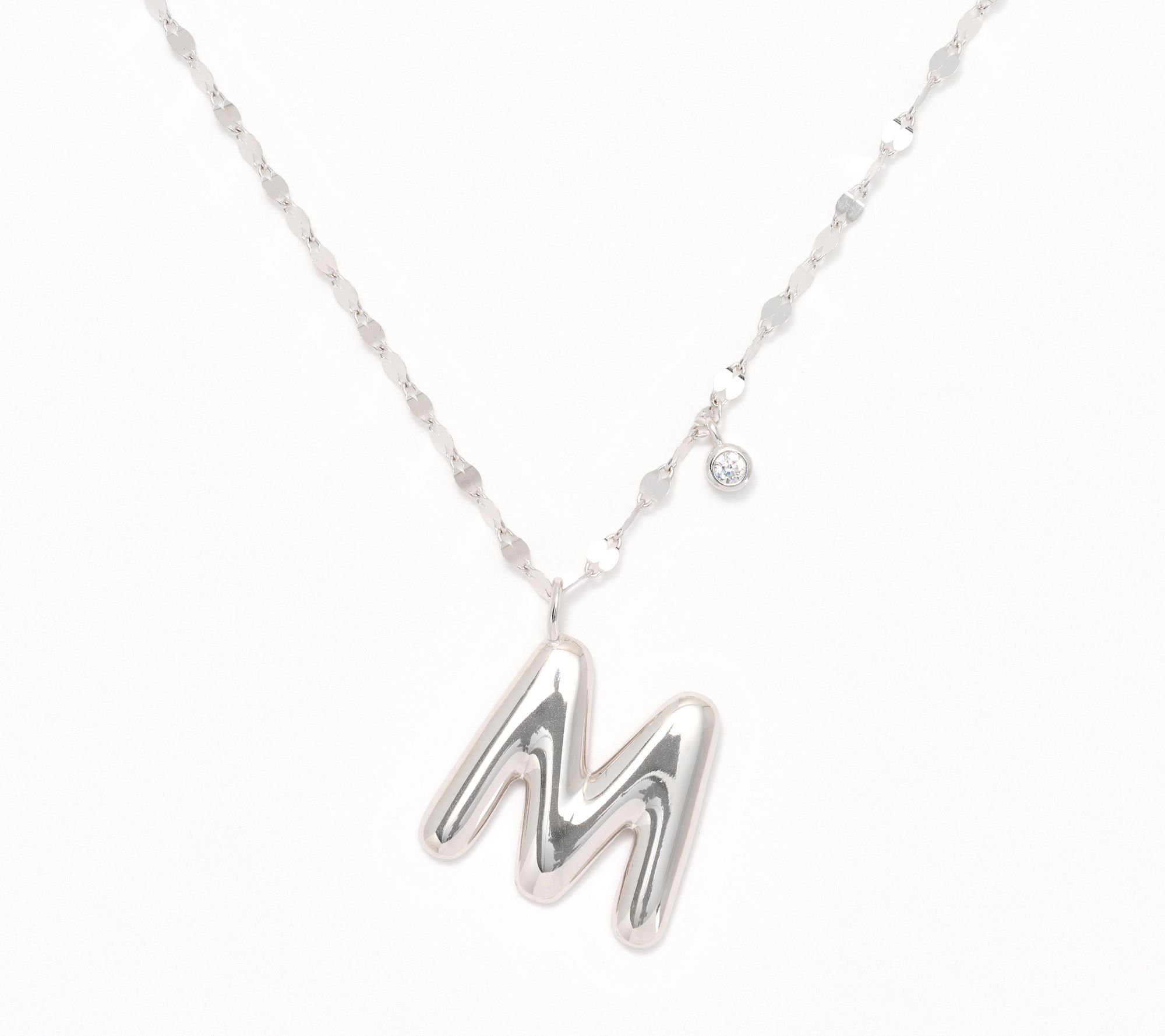 "As Is" Diamonique Boxed Layered Chain Initial Necklace, SS