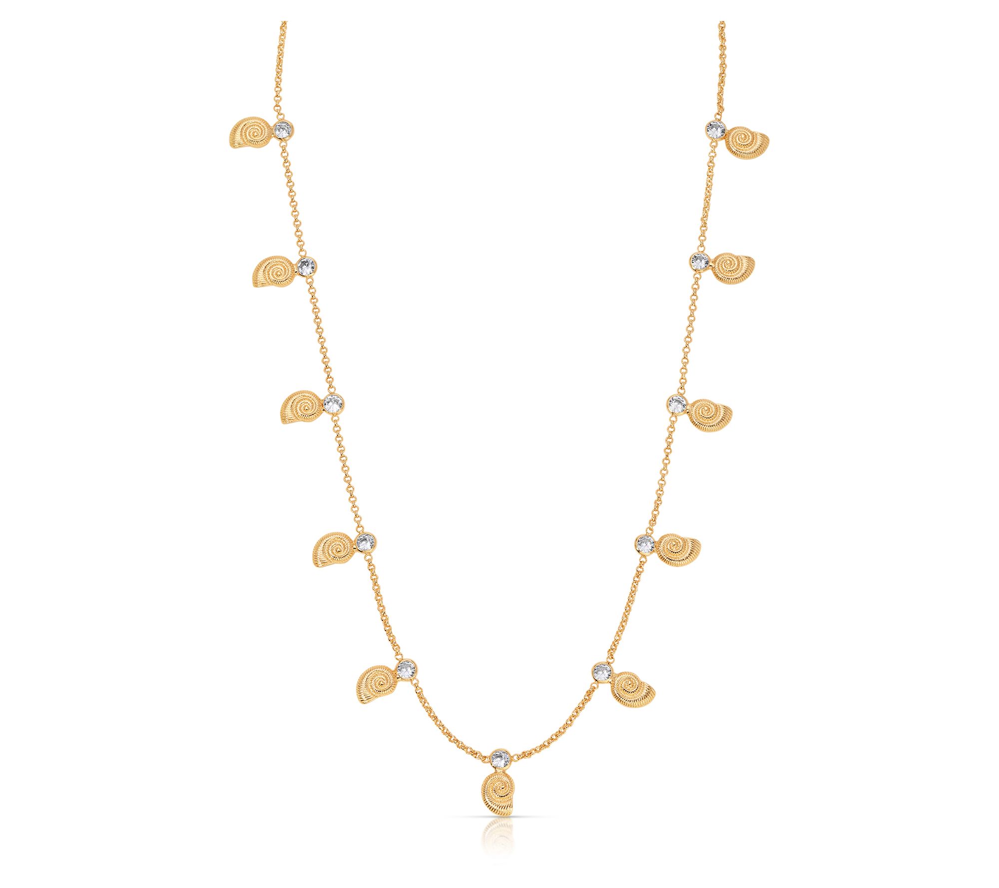 Ettika Crystal Nautilus Shell Charm Station Necklace