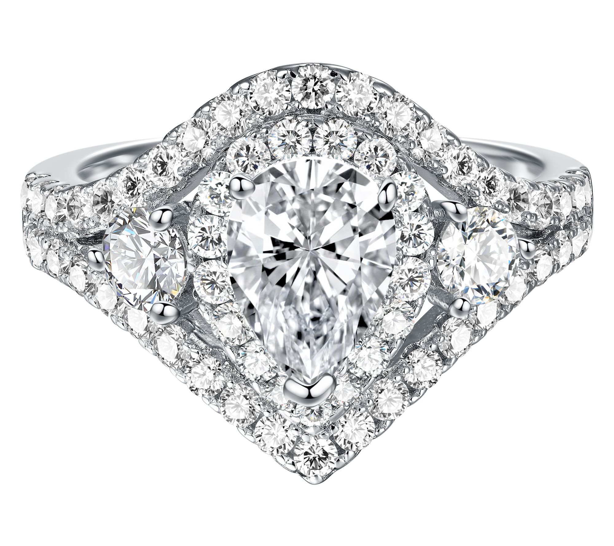 Moissanite Luxe 1.80 cttw Halo Ring, Sterling Silver