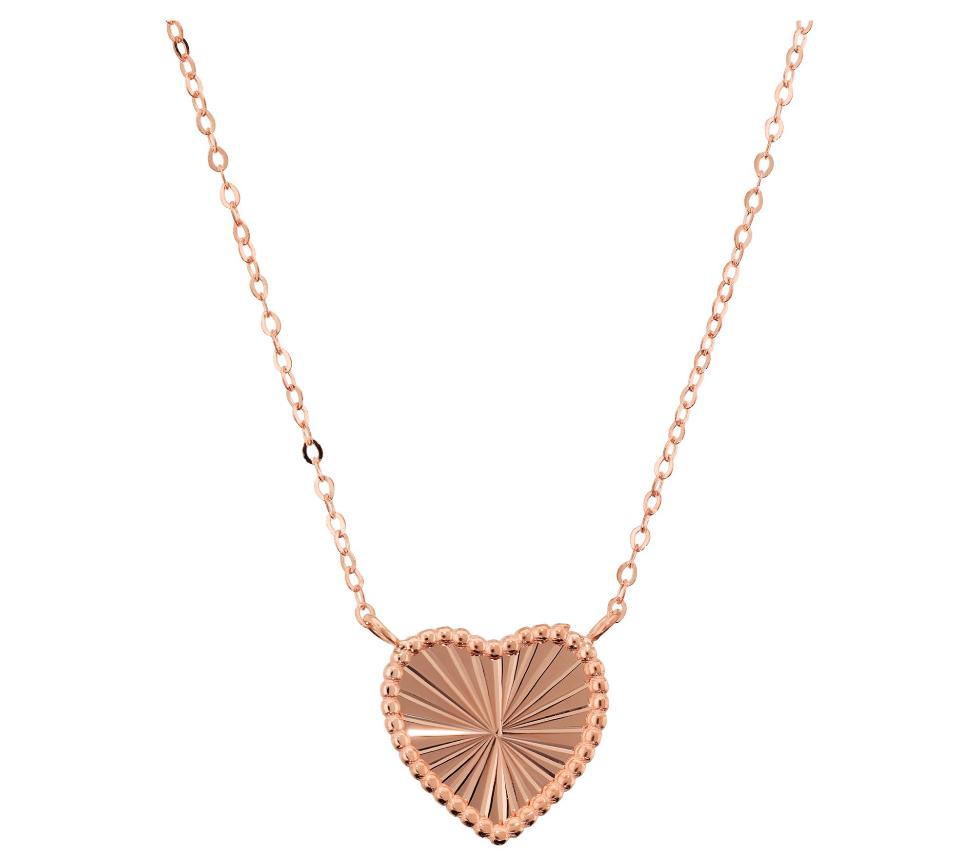 Italian Gold Diamond Cut Heart Necklace, 14K