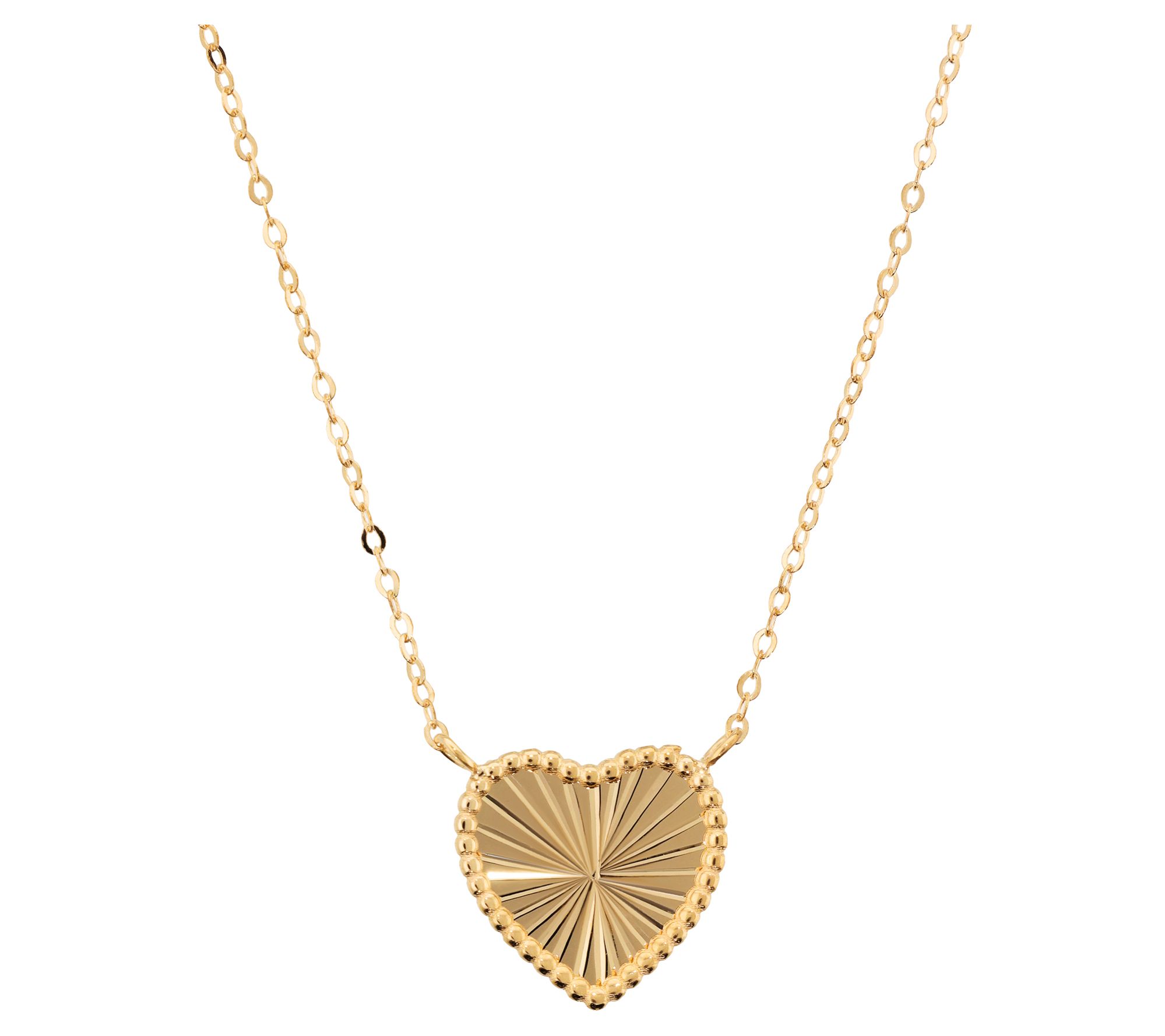 Italian Gold Diamond Cut Heart Necklace, 14K