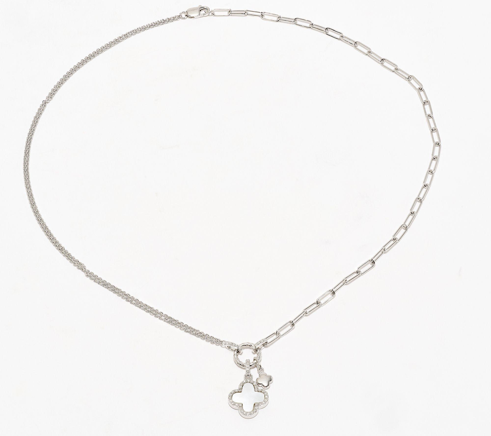 Accent by Affinity 0.27 cttw MOP Clover Charm Necklace, Sterl