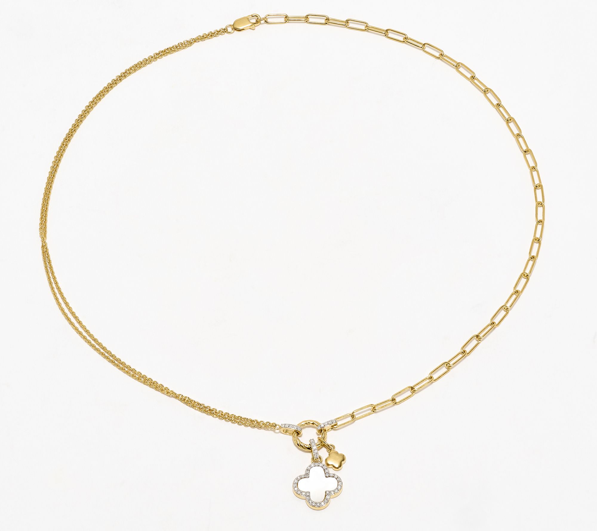 Accent by Affinity 0.27 cttw MOP Clover Charm Necklace, Sterl