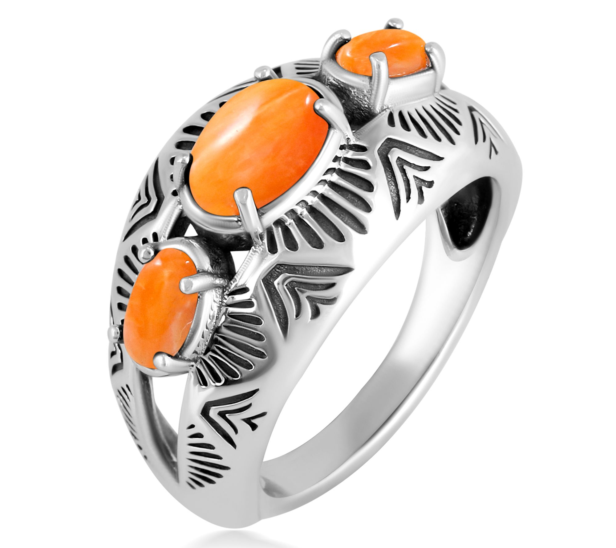 American West Sterling Silver Three Gemstone Ring