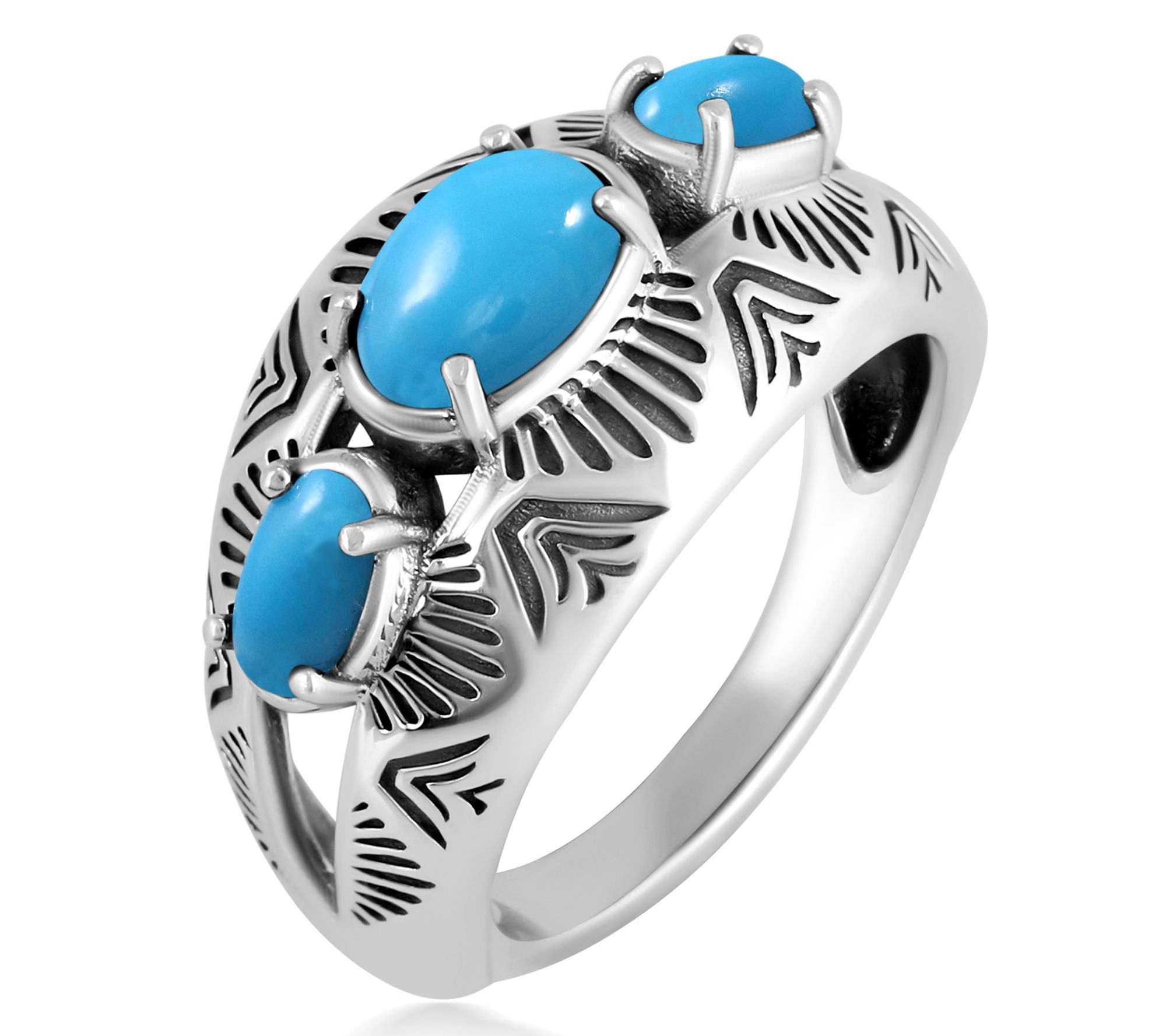 American West Sterling Silver Three Gemstone Ring