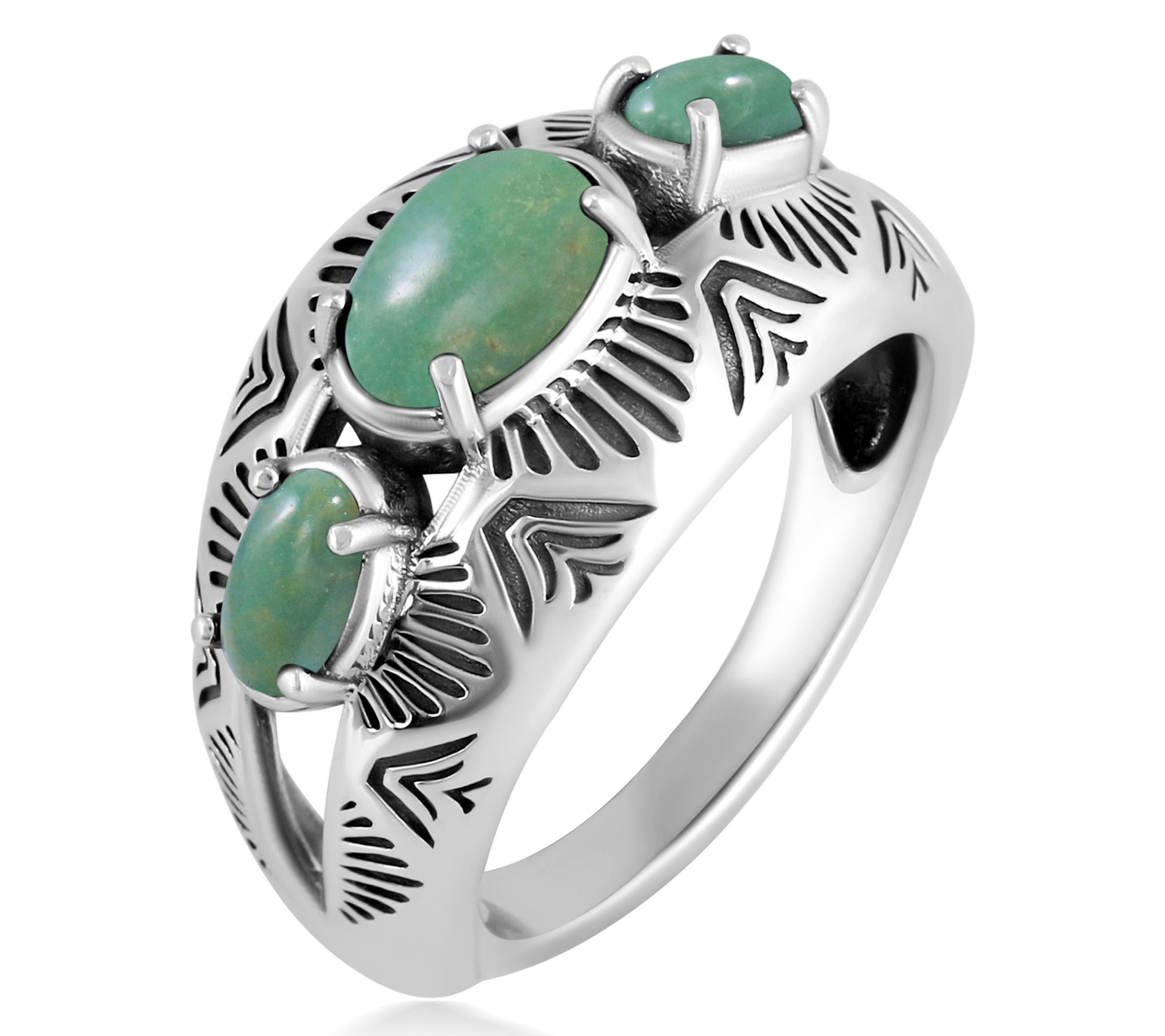 American West Sterling Silver Three Gemstone Ring