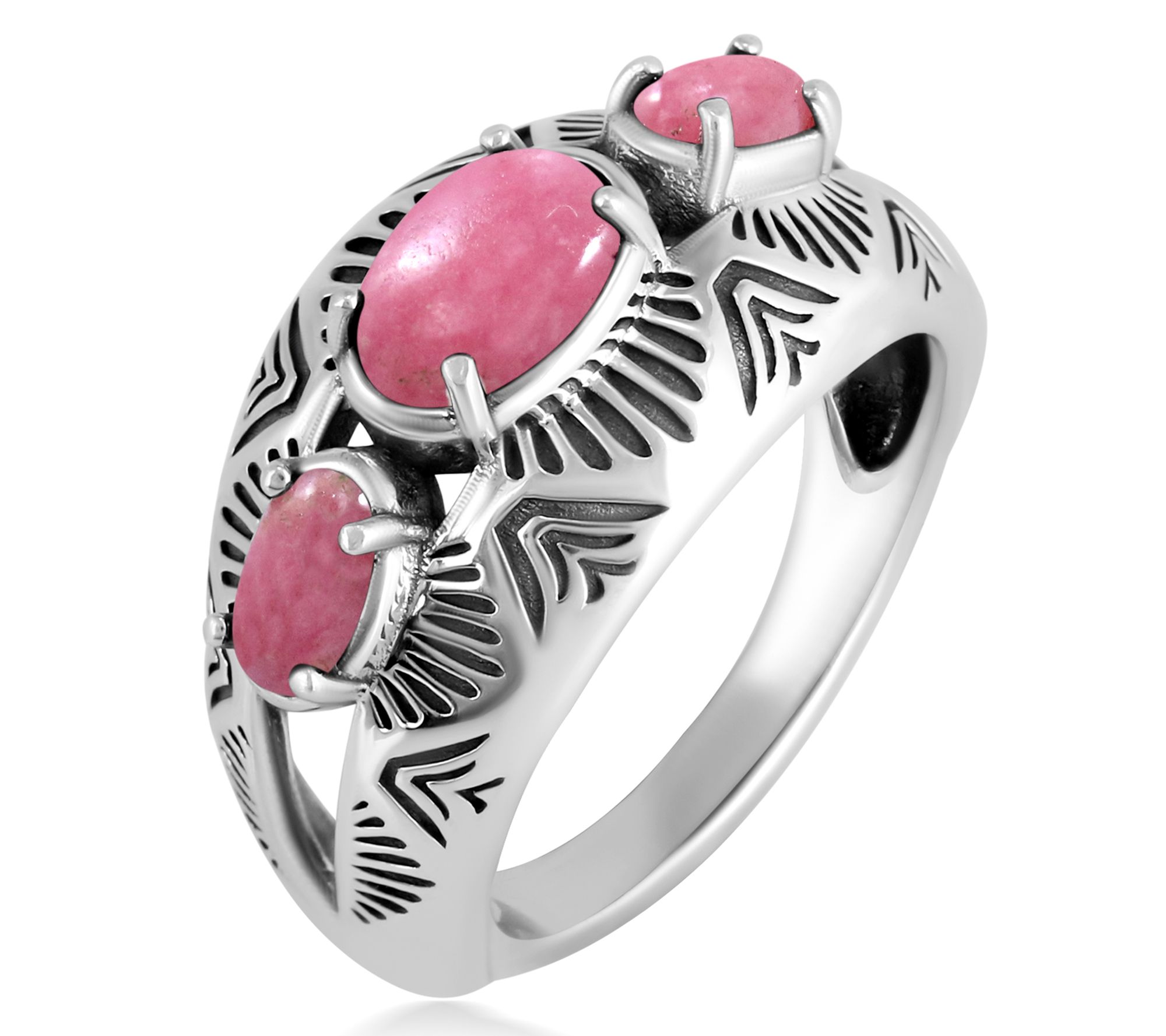 American West Sterling Silver Three Gemstone Ring