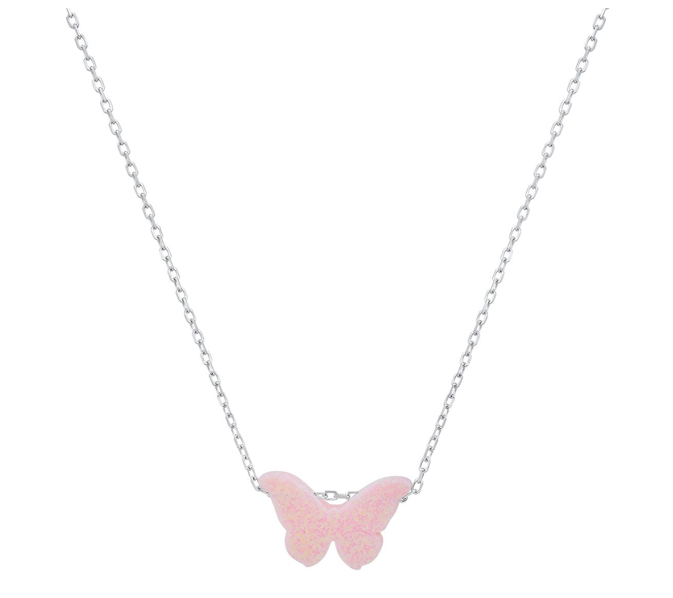 Sterling Silver Opal Butterfly Necklace