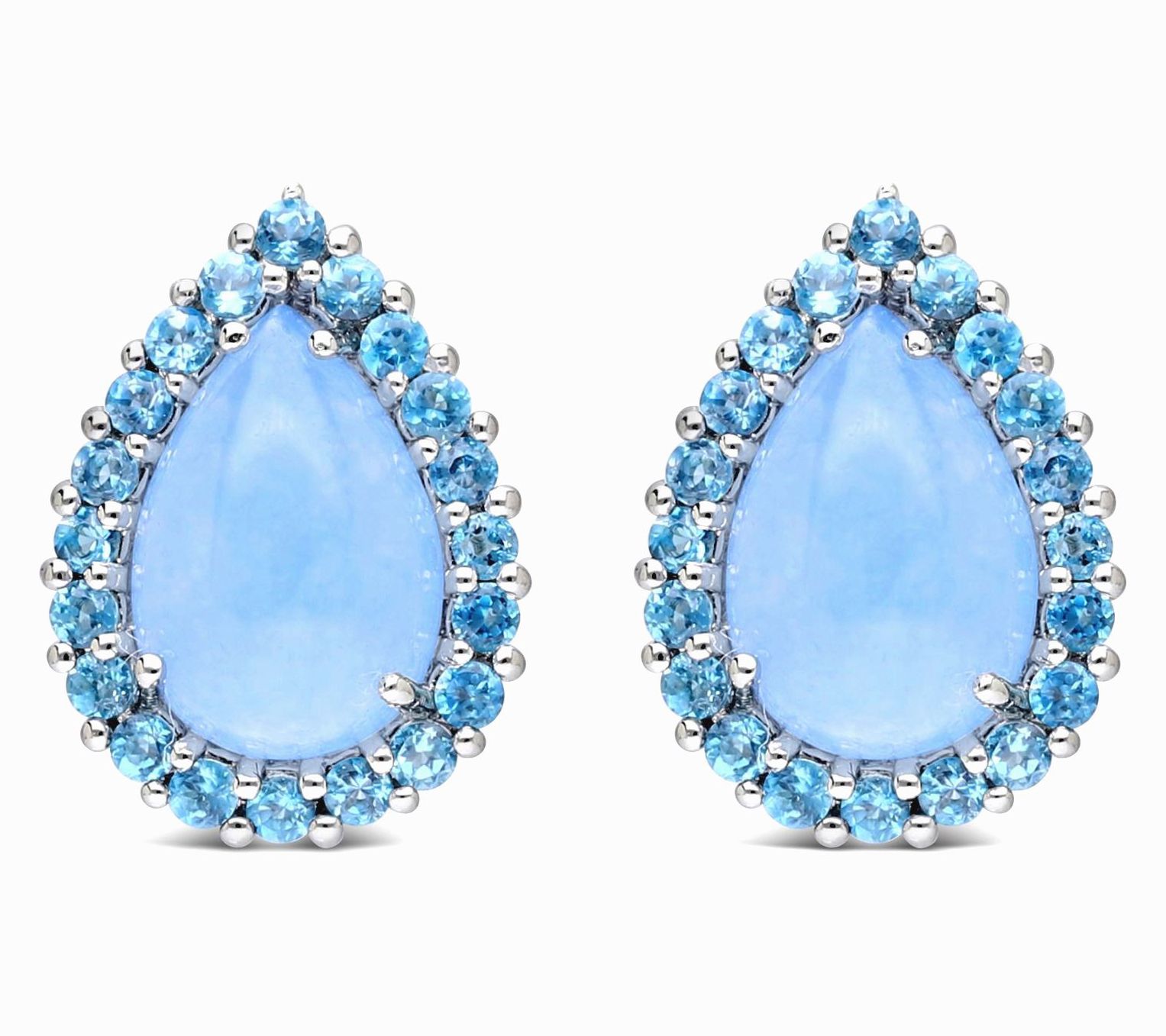 Ariva Sterling Blue Jadeite & Blue Topaz Delphine Earrings
