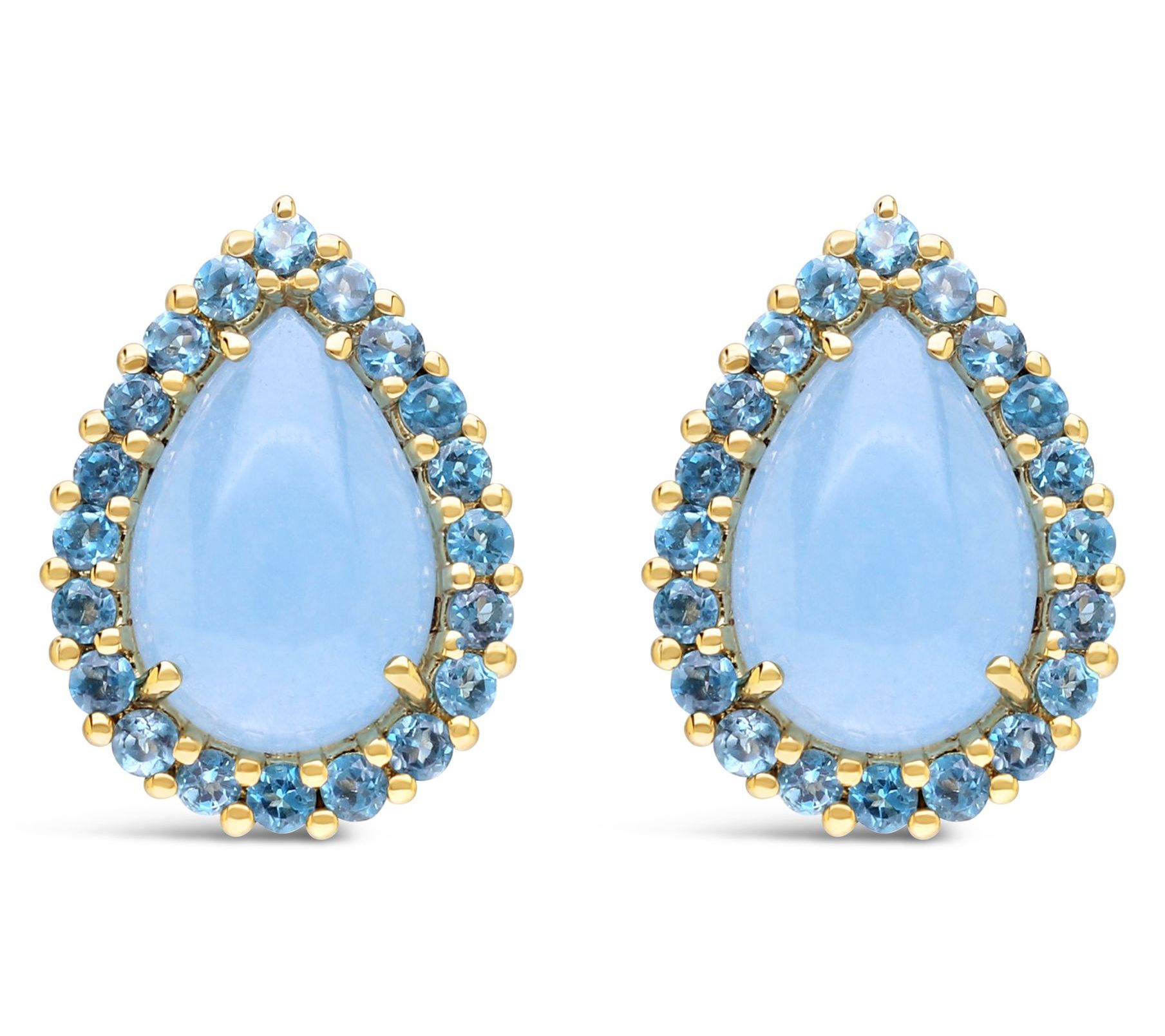 Ariva Sterling Blue Jadeite & Blue Topaz Delphine Earrings