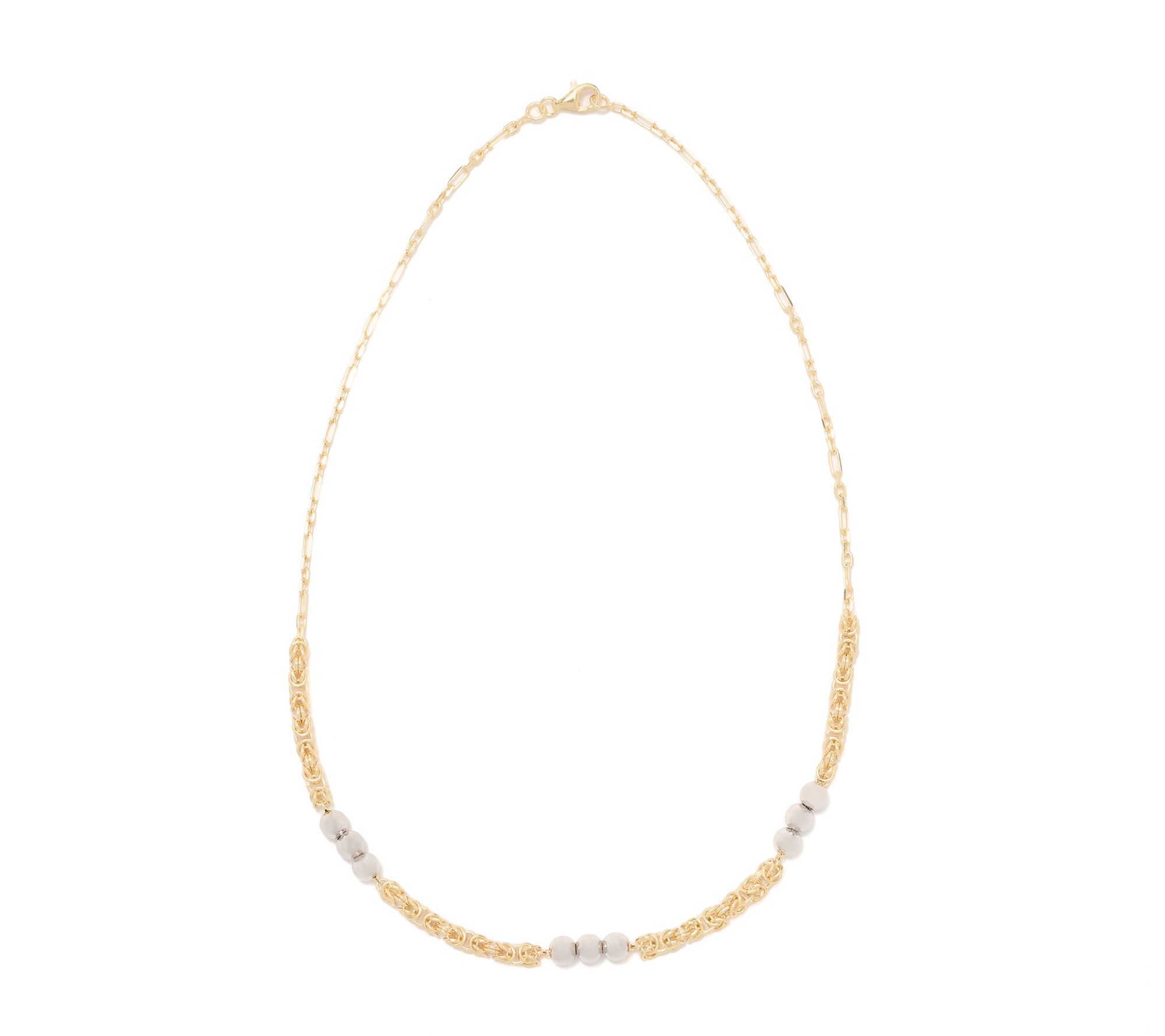 Silver Style Two-Tone Byzantine & Bead Necklace, Sterling