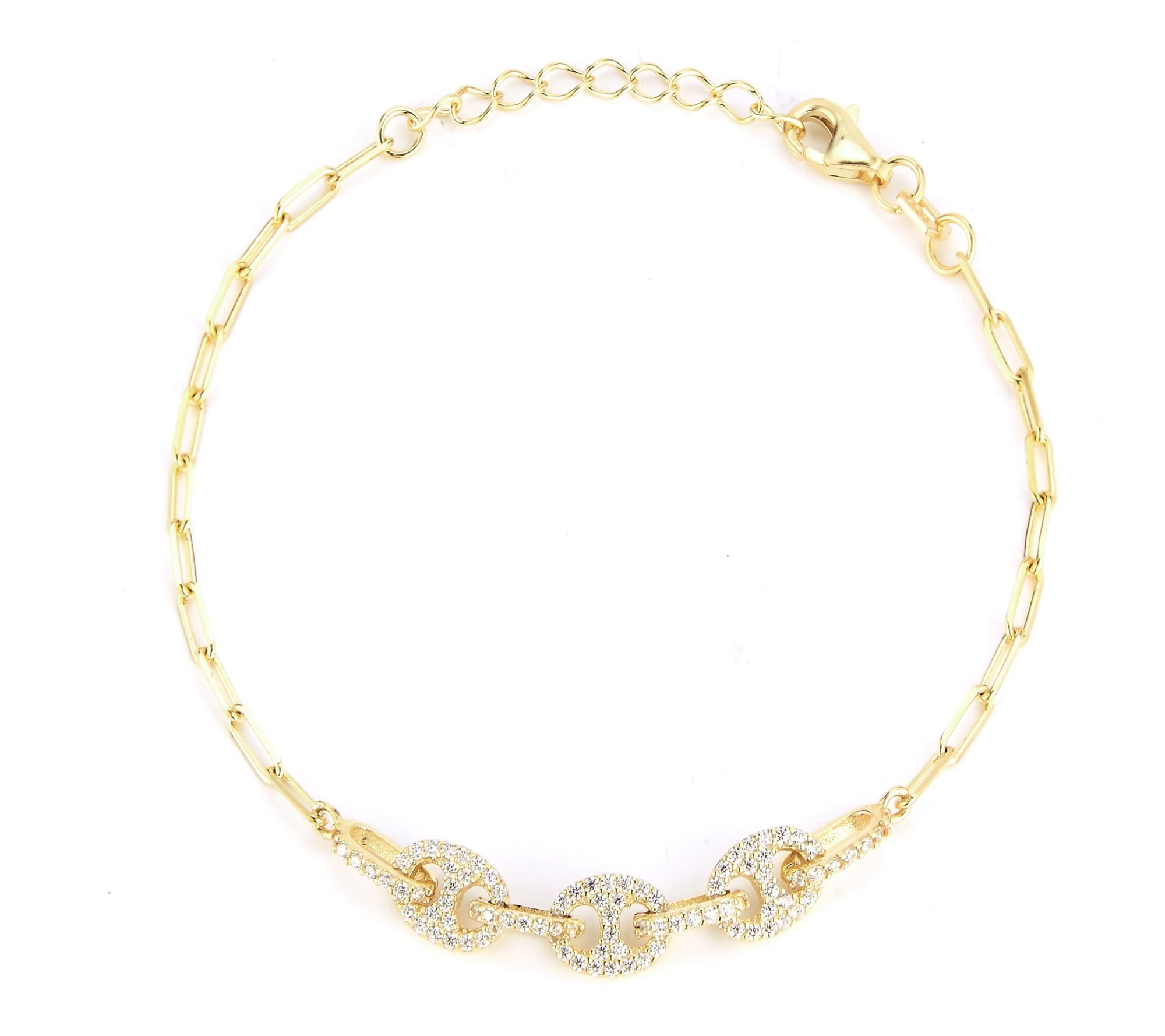 Sterlina Silver Pave Triple Mariner Bracelet, Sterling