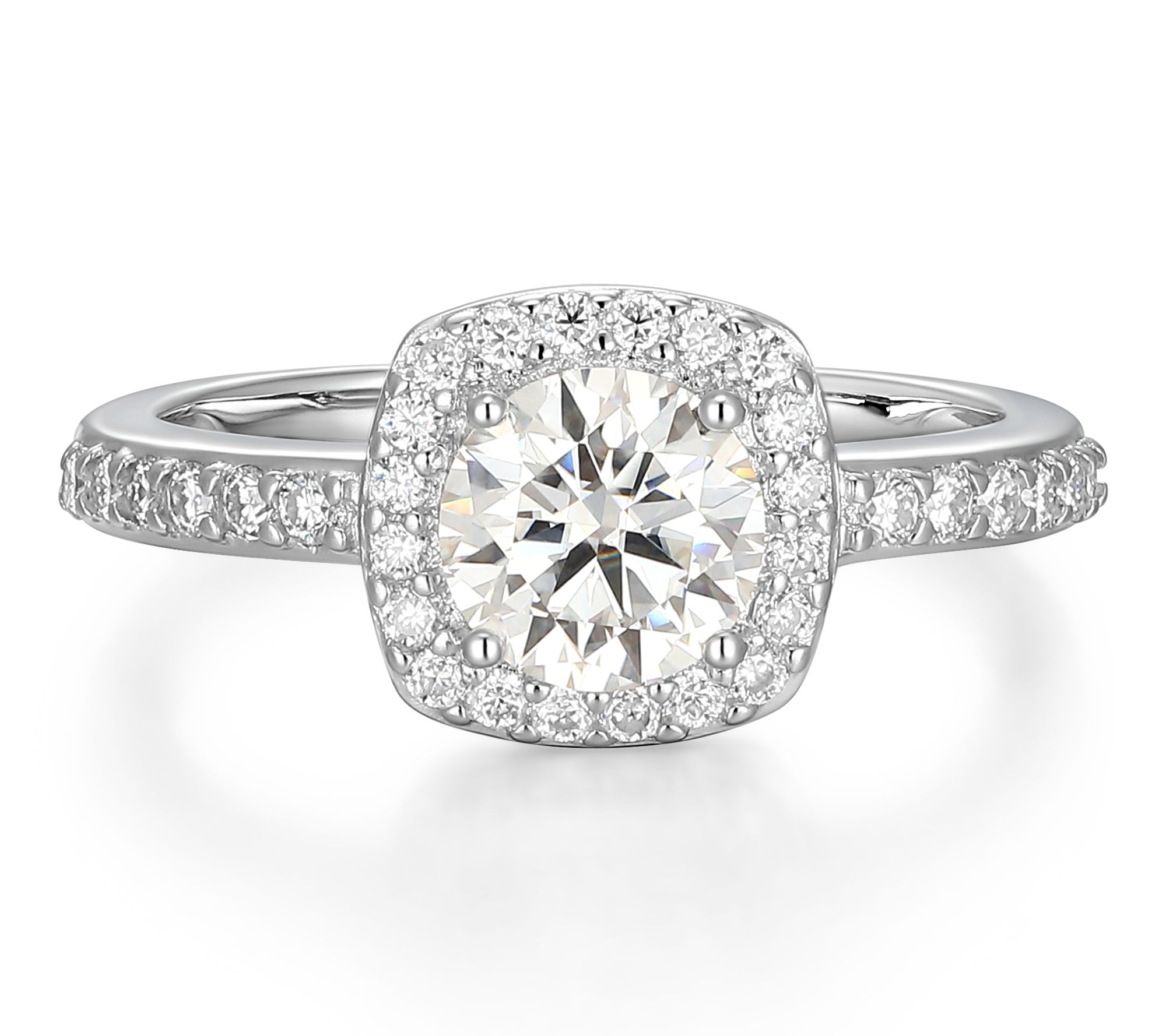 Moissanite 1.20 cttw Halo Ring, Sterling Silver