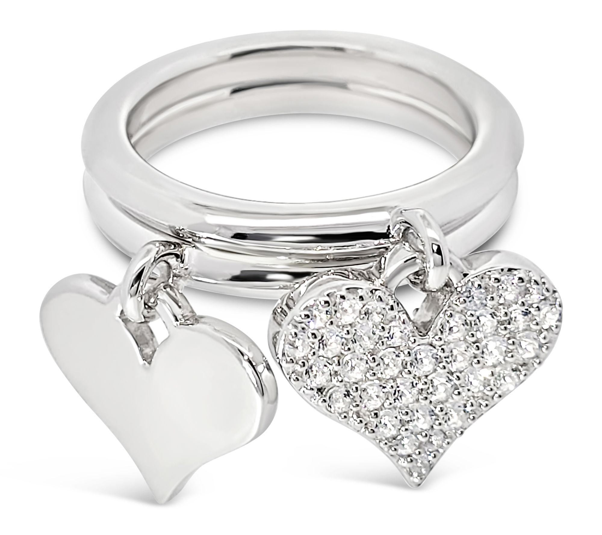Margo Manhattan Sterling Silver Topaz Heart Charm Ring Set