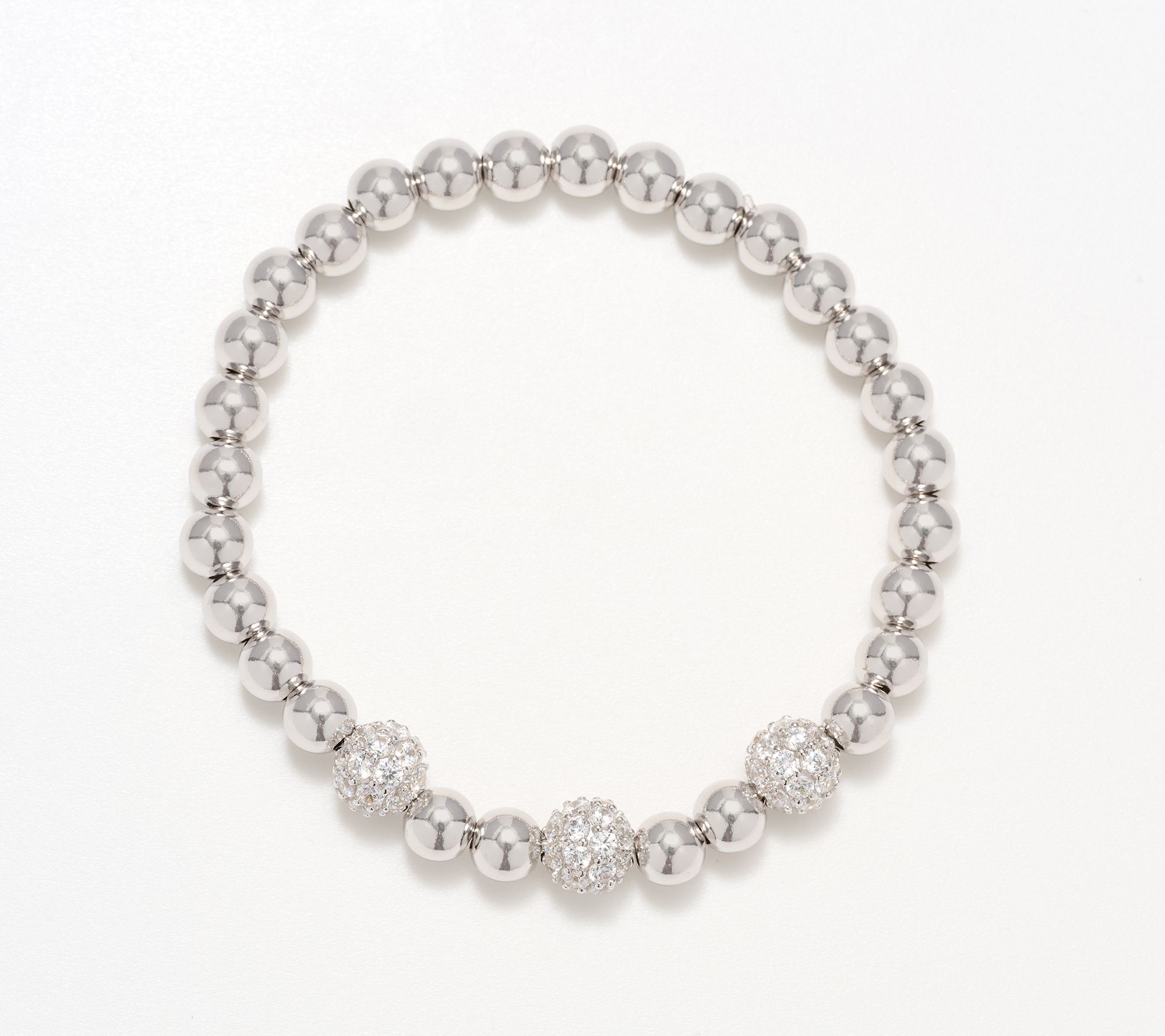 Diamonique x Kathy Levine Amiga Stretch Bead Bracelet, Sterling Silver