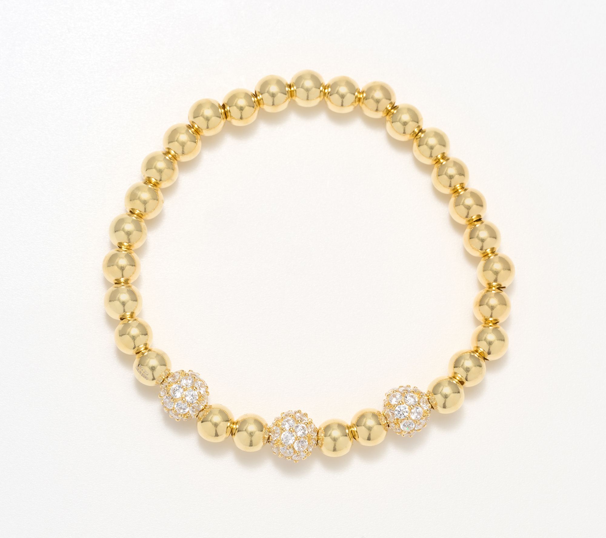 Diamonique x Kathy Levine Amiga Stretch Bead Bracelet, Sterling Silver