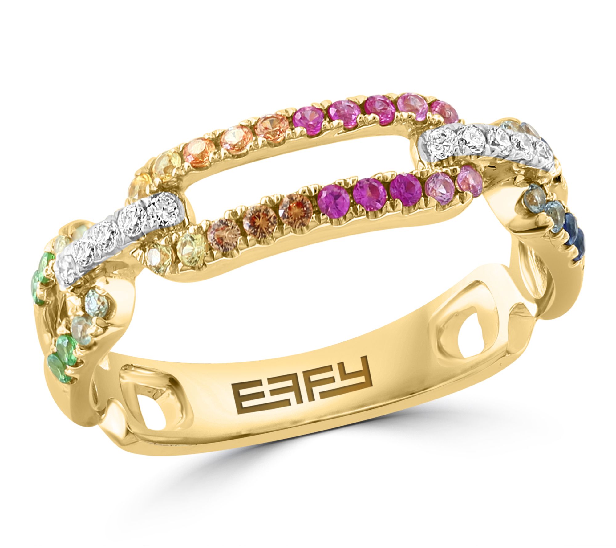 Effy Diamond, Tsavorite & Multi-Sapphire Link Ring, 14K Gold