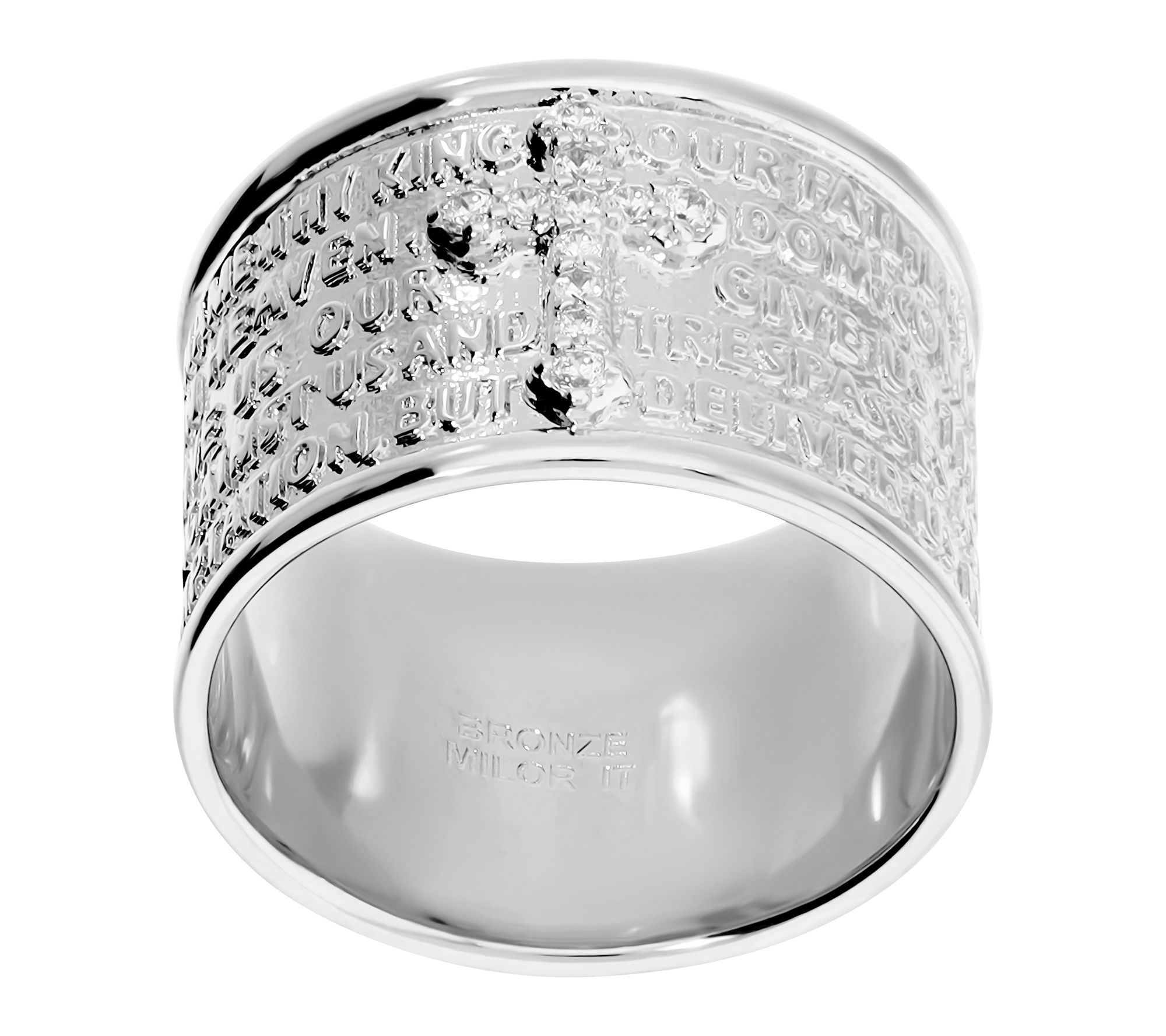 Diamonique X Bronzo Italia Cigar Band Prayer Ring