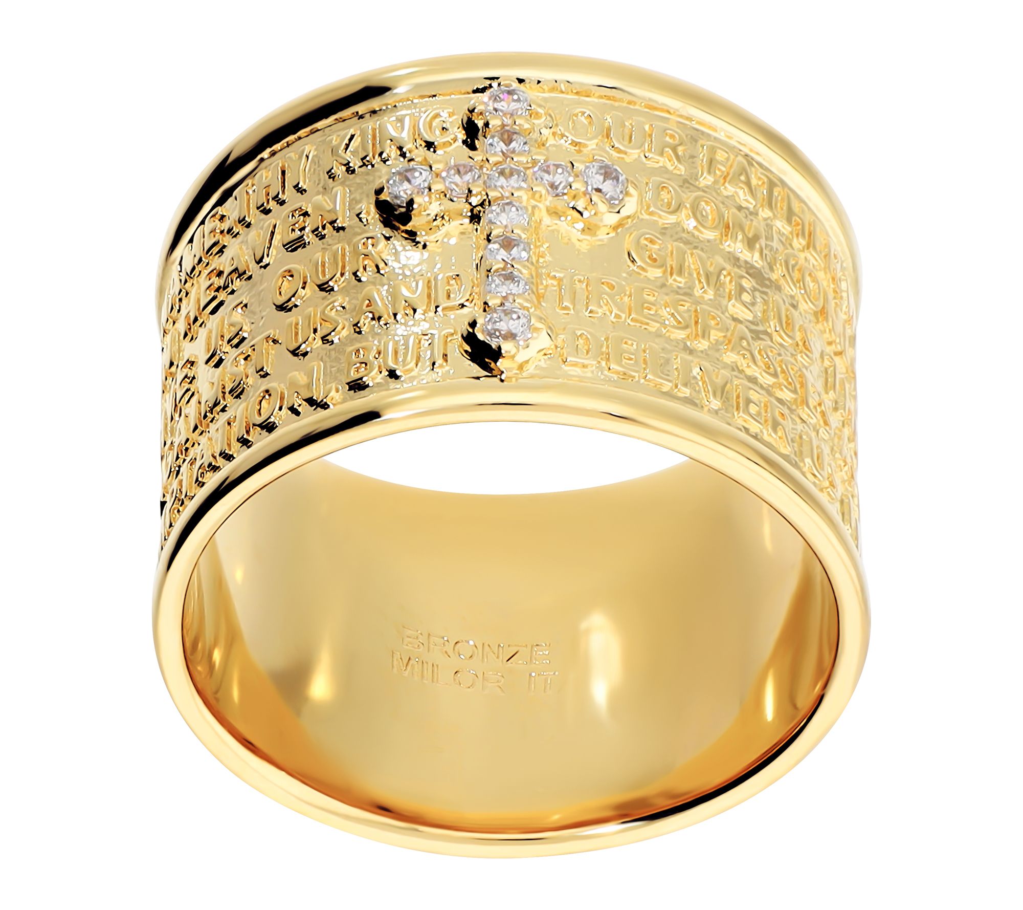 Diamonique X Bronzo Italia Cigar Band Prayer Ring