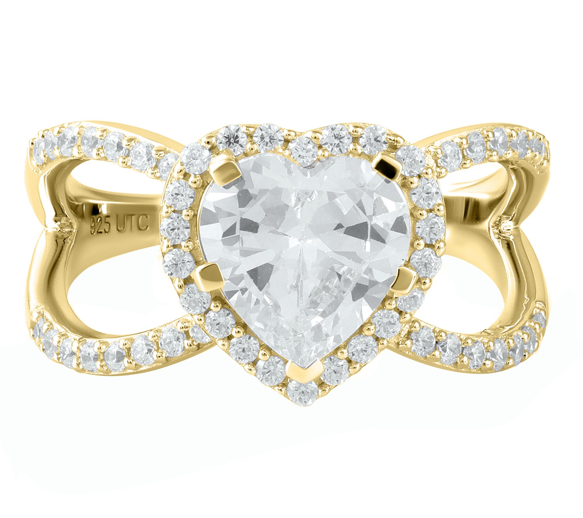 Diamonique x Kathy Levine Heart Halo Ring, Sterling Silver