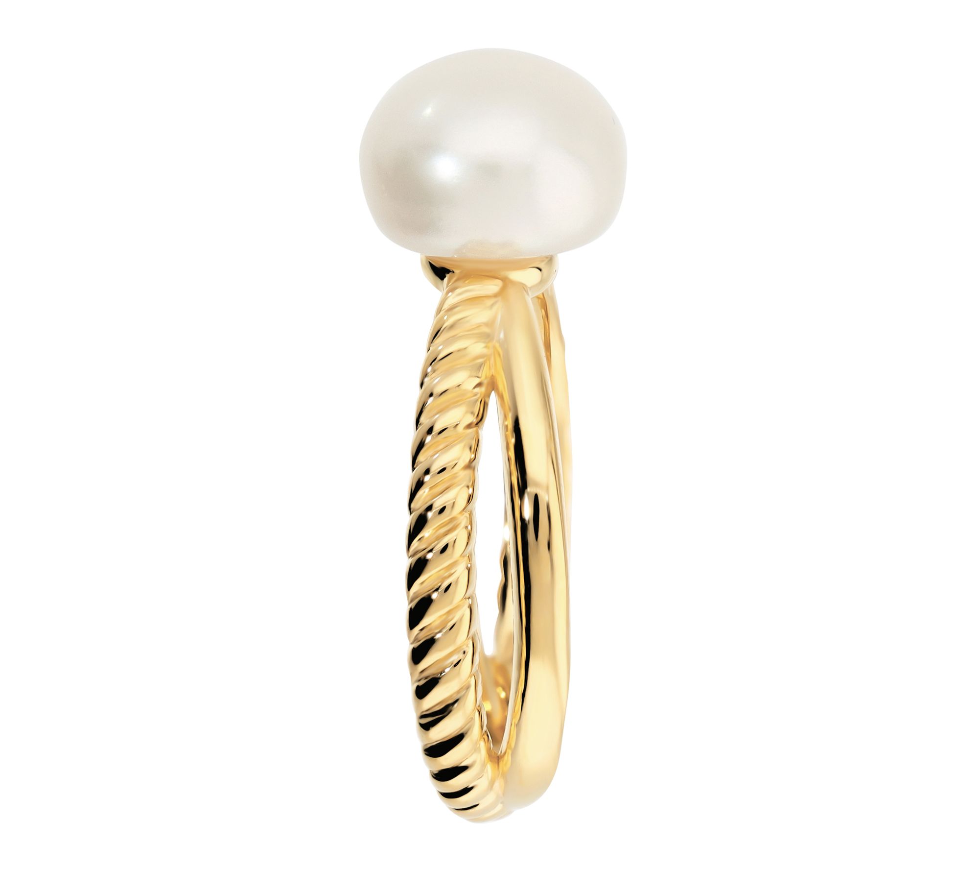 Honora Cultured Pearl Crossed Band, 18K Gold Plated - QVC.com
