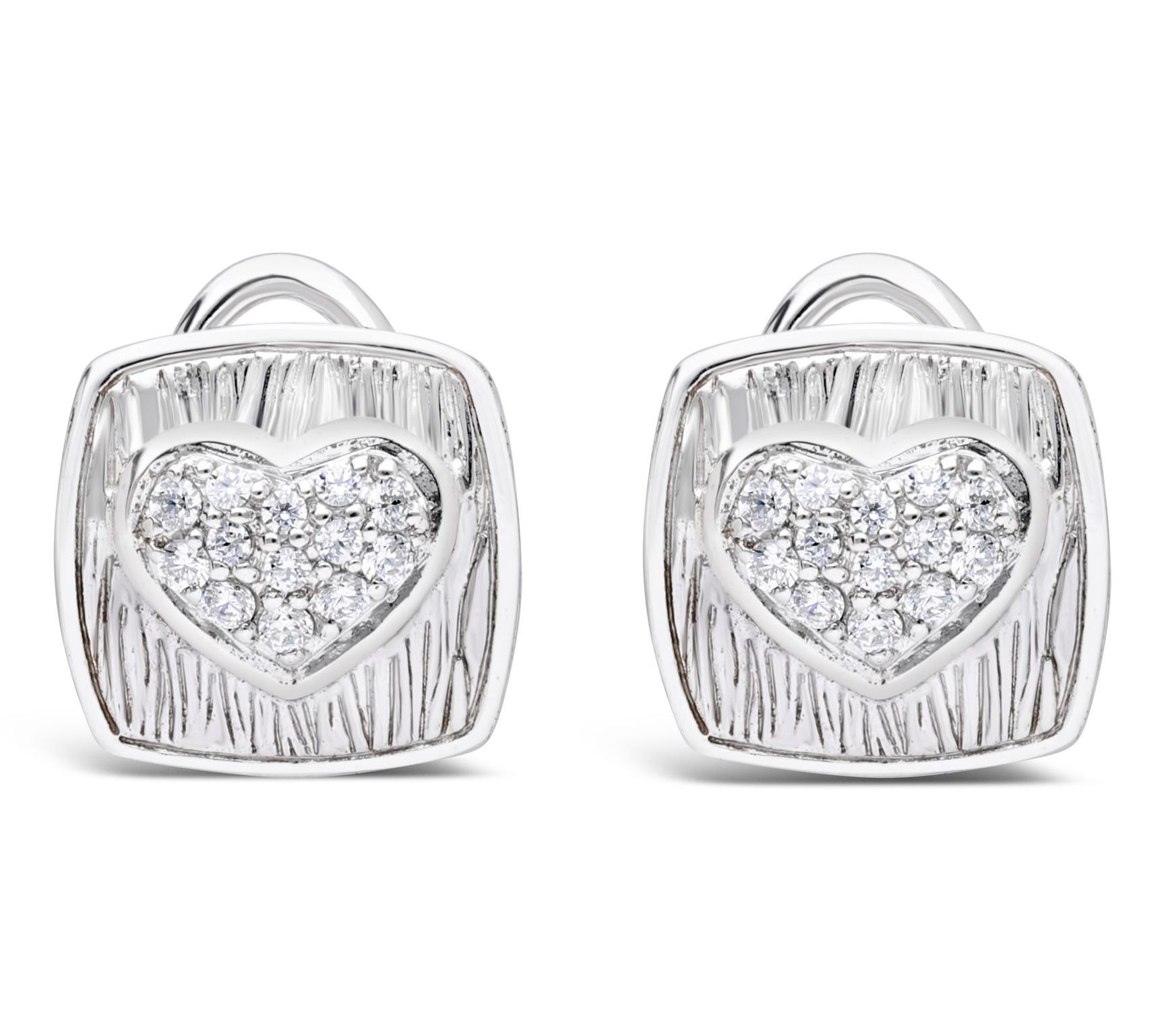 Ariva Sterling Silver White Topaz BE MINE HeartEarrings