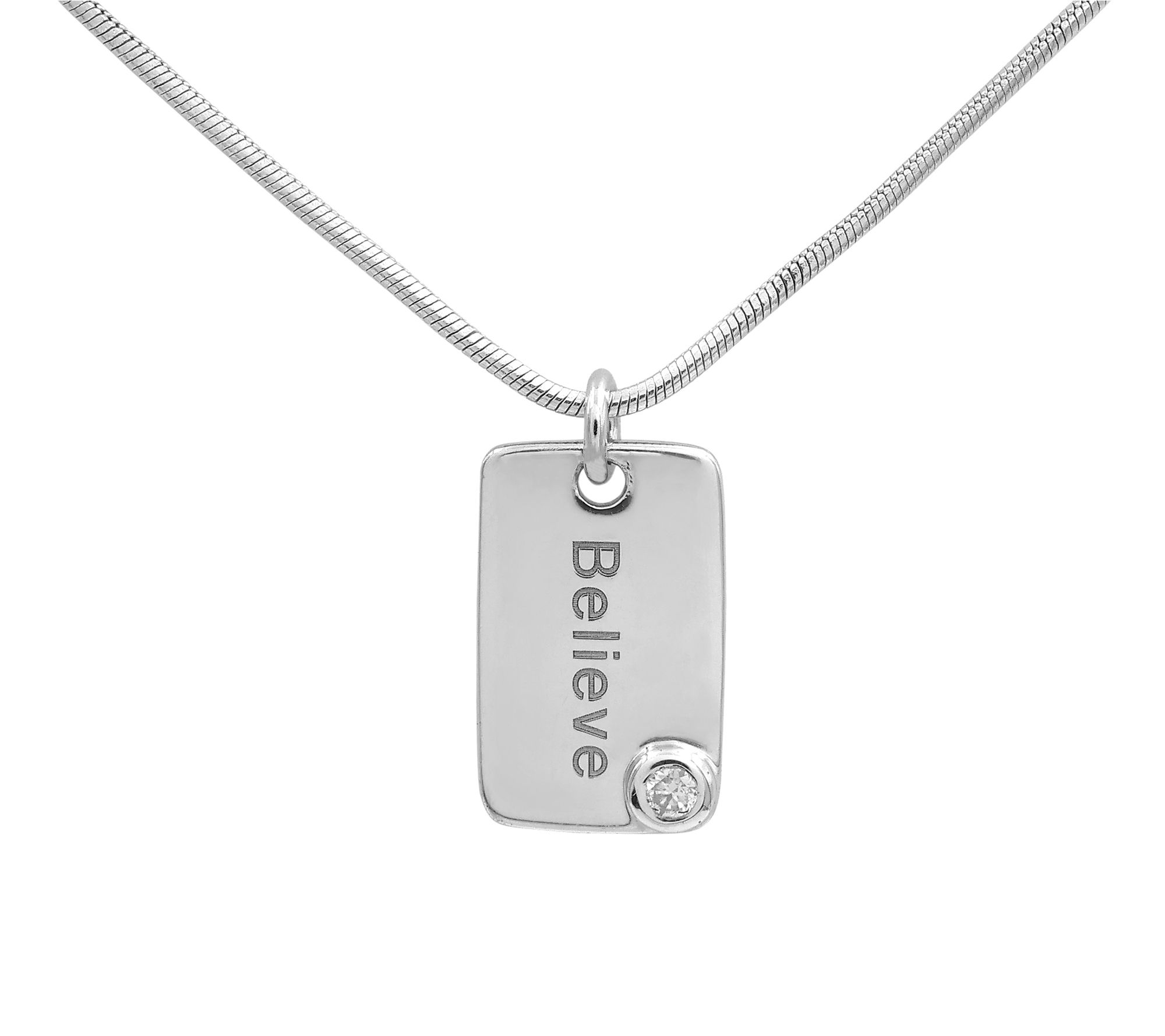 Affinity Gems Moissanite Believe Pendant w/ Chain, Sterling
