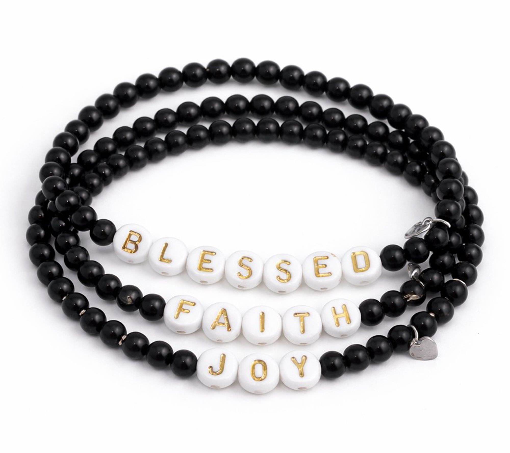 Alkeme Sterling Onyx Bead Anchored in Faith Bracelet Set