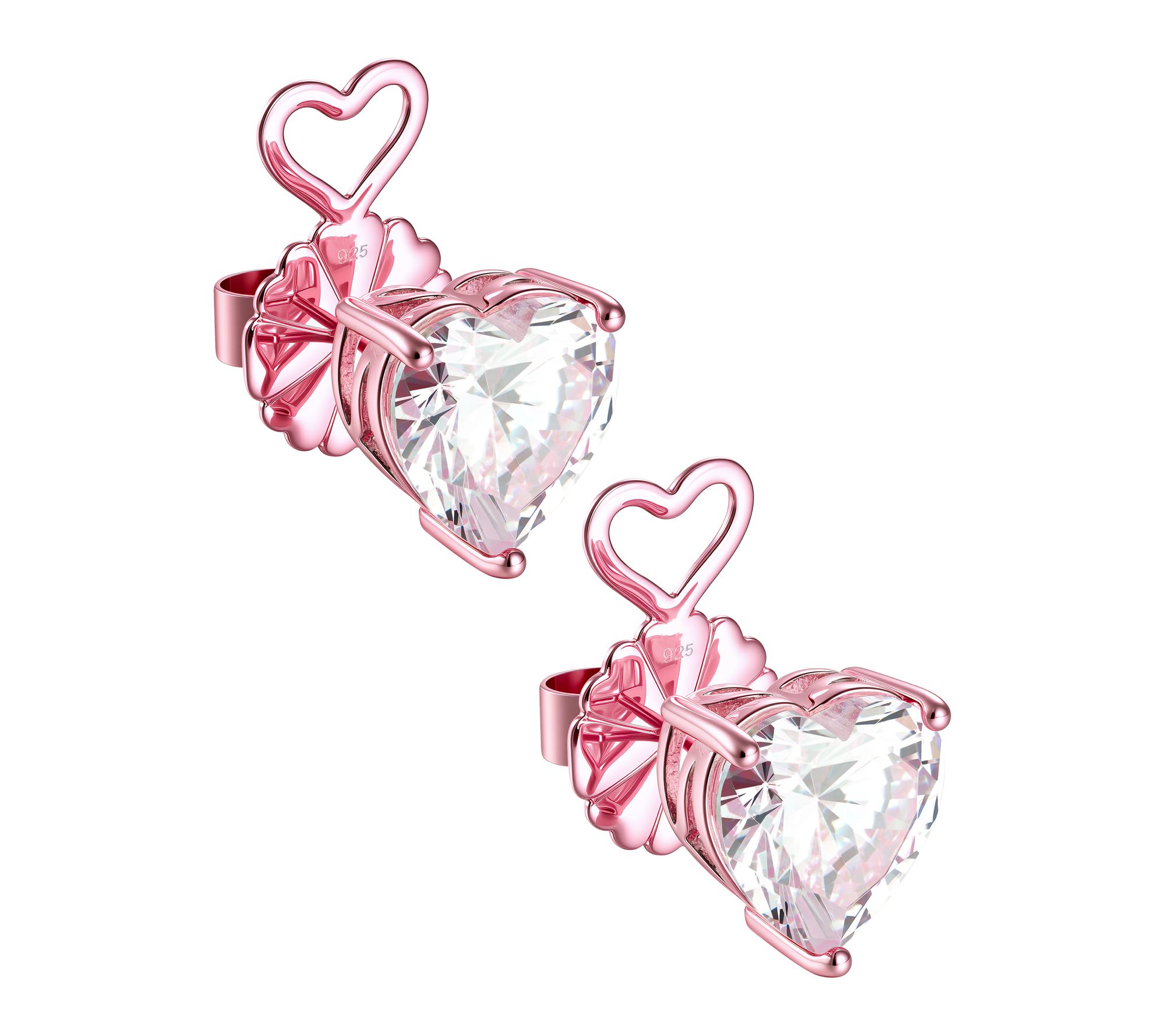 Diamonique x Jennifer Miller Pink Heart Earrings, Sterling
