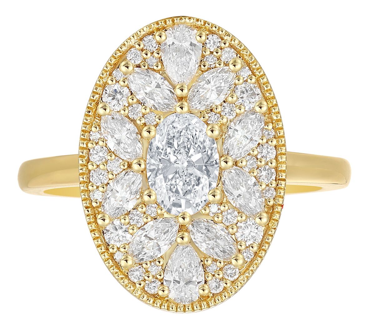 Smiling Rocks Lab Grown Diamonds 1.47 cttw Oval Cut Ring, 14K Gold