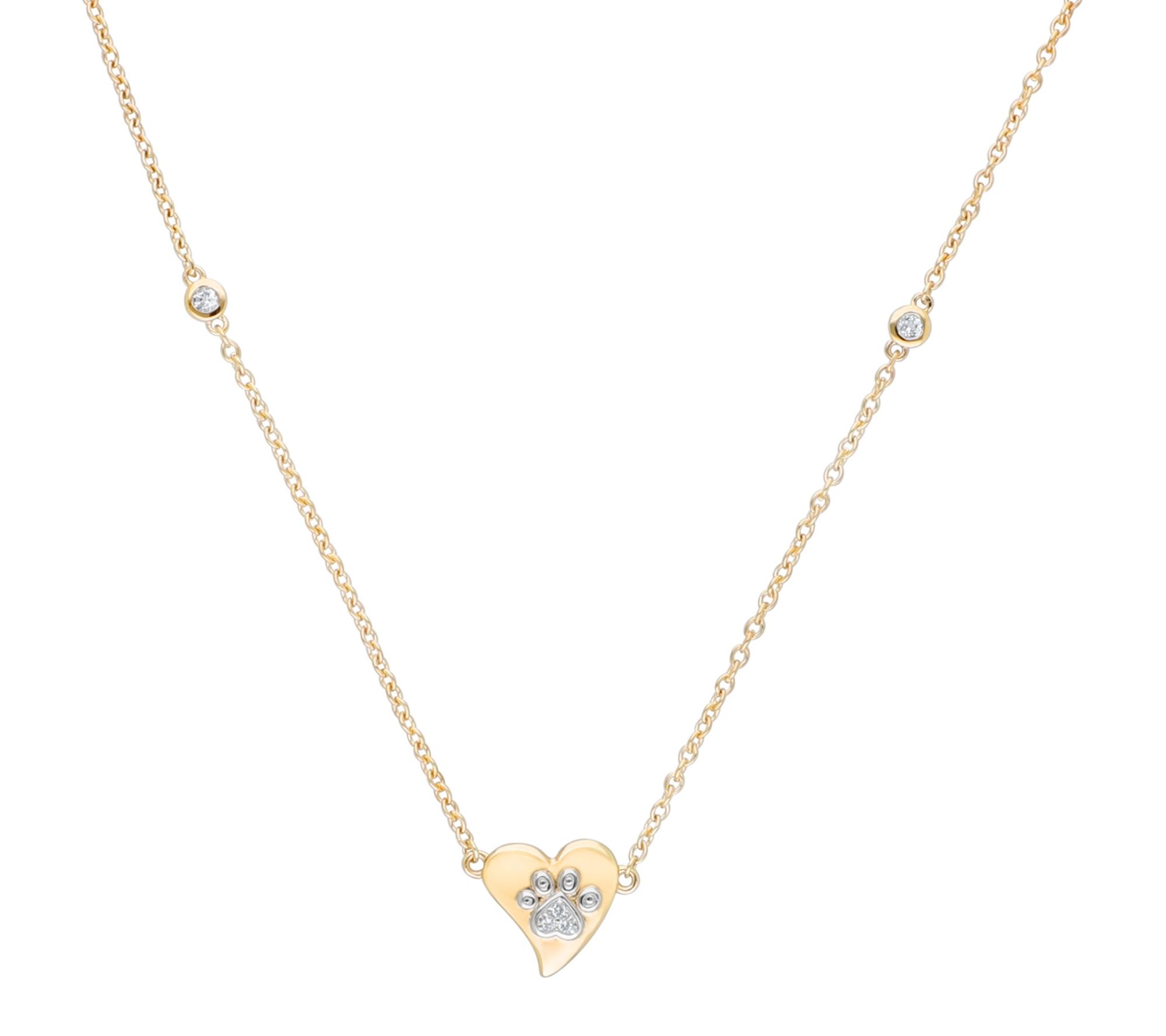 Goddaughters 14K Gold Clad Paw Heart Station Necklace
