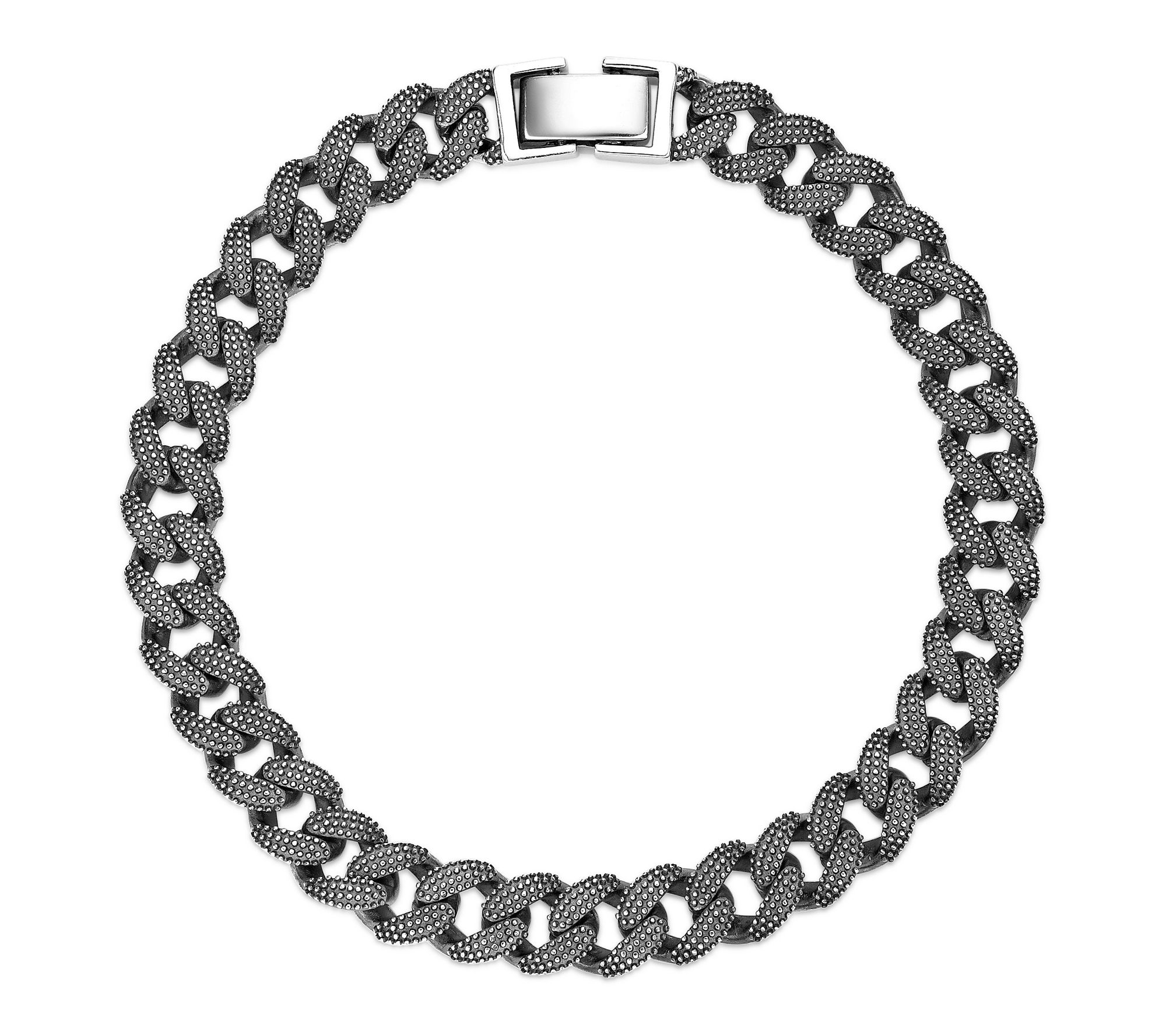 LYNX Men's Sterling Silver Textured Curb Link Bracelet