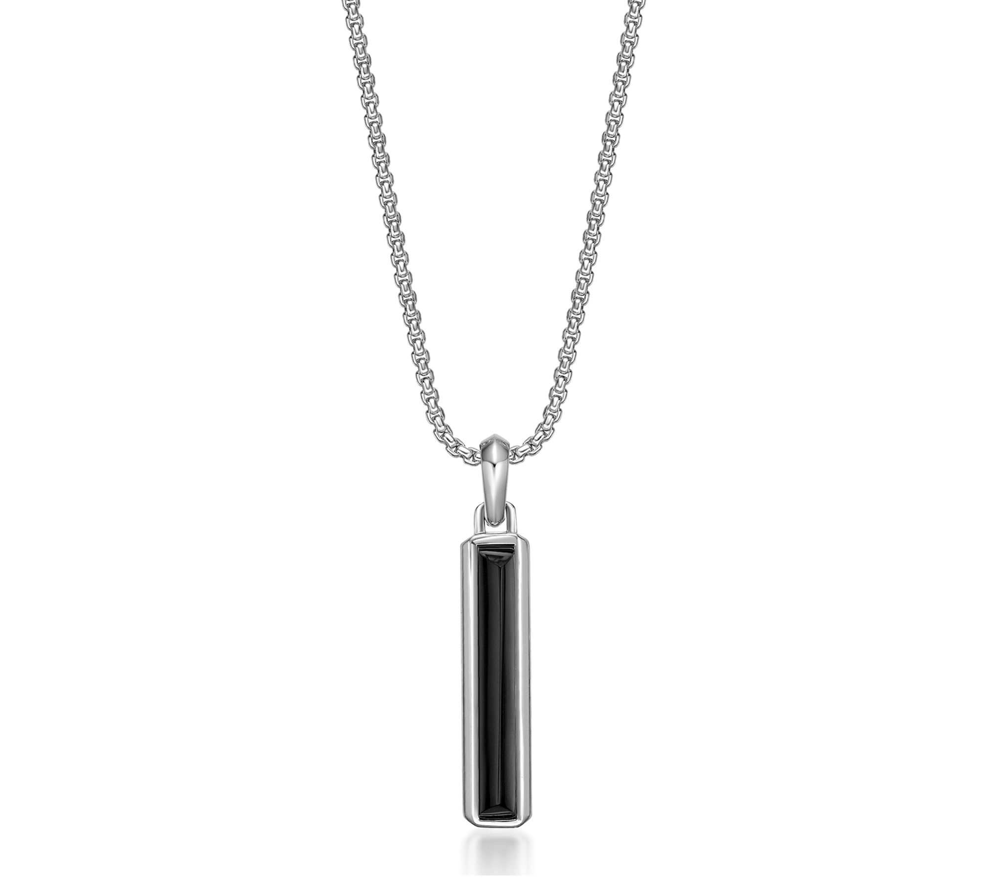LYNX Men's Sterling Silver Black Onyx Pendant w/ Chain