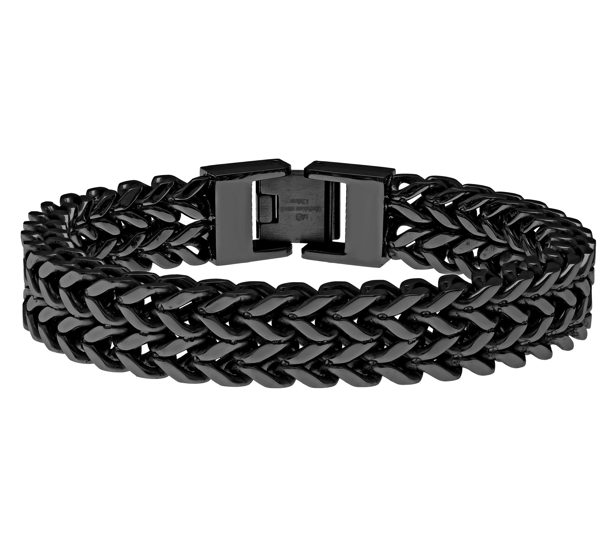 LYNX Men's Stai nless Steel Dou ble Strand Whea t Chain Bracele