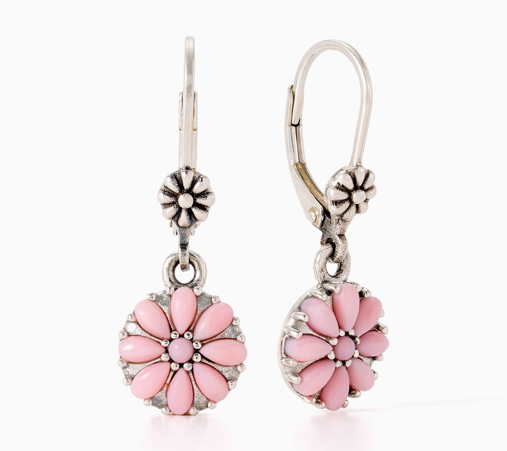  American West Sterling Silver Gemstone Concha Flower Earring