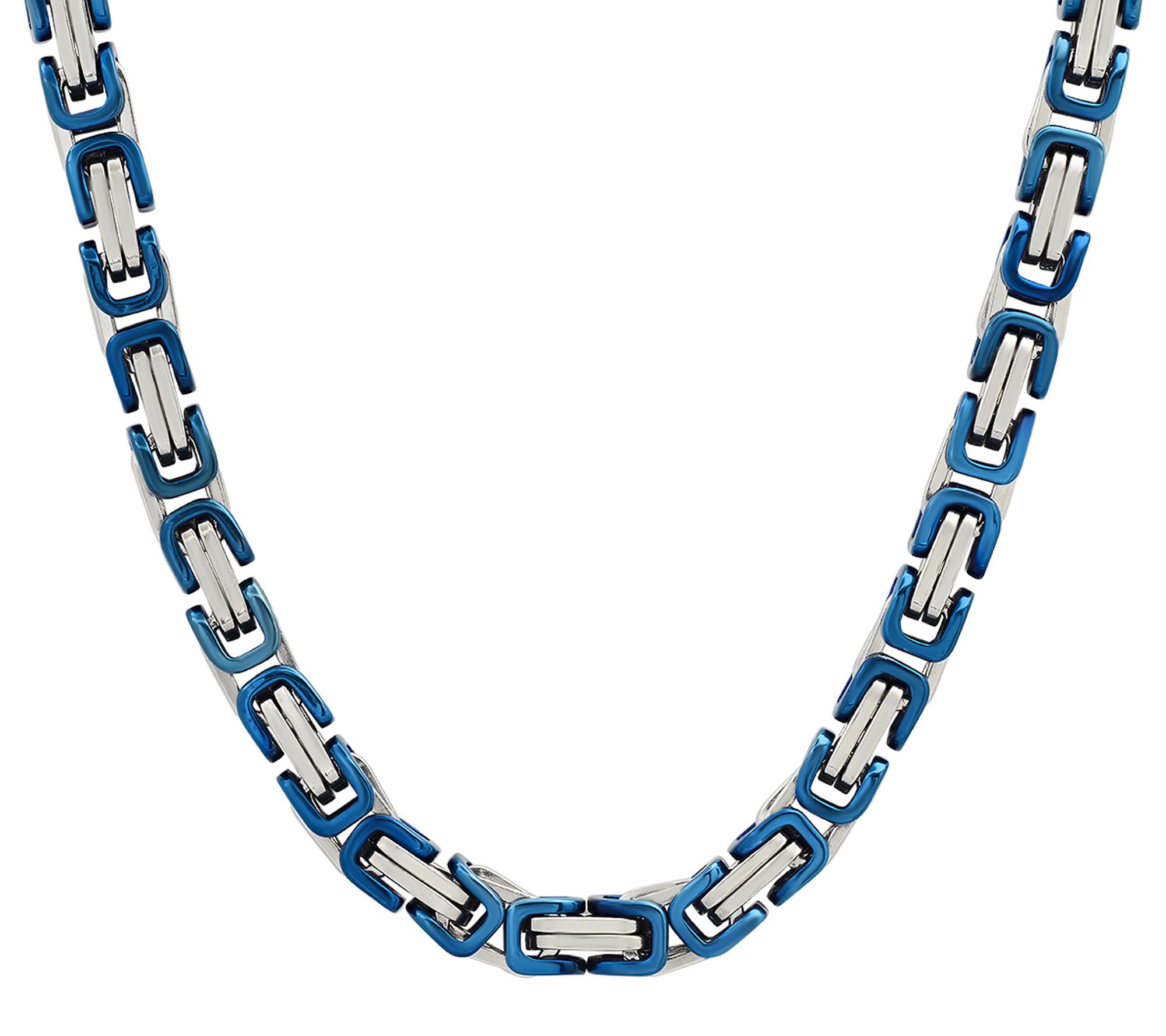 Steel by Design Men's Two-Tone Blue IP BicycleChain Necklace