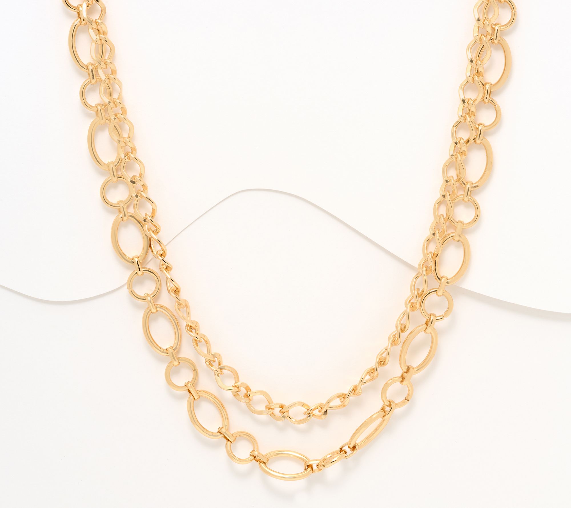 "As Is" Denim & Co. Double Layer Chain Necklace